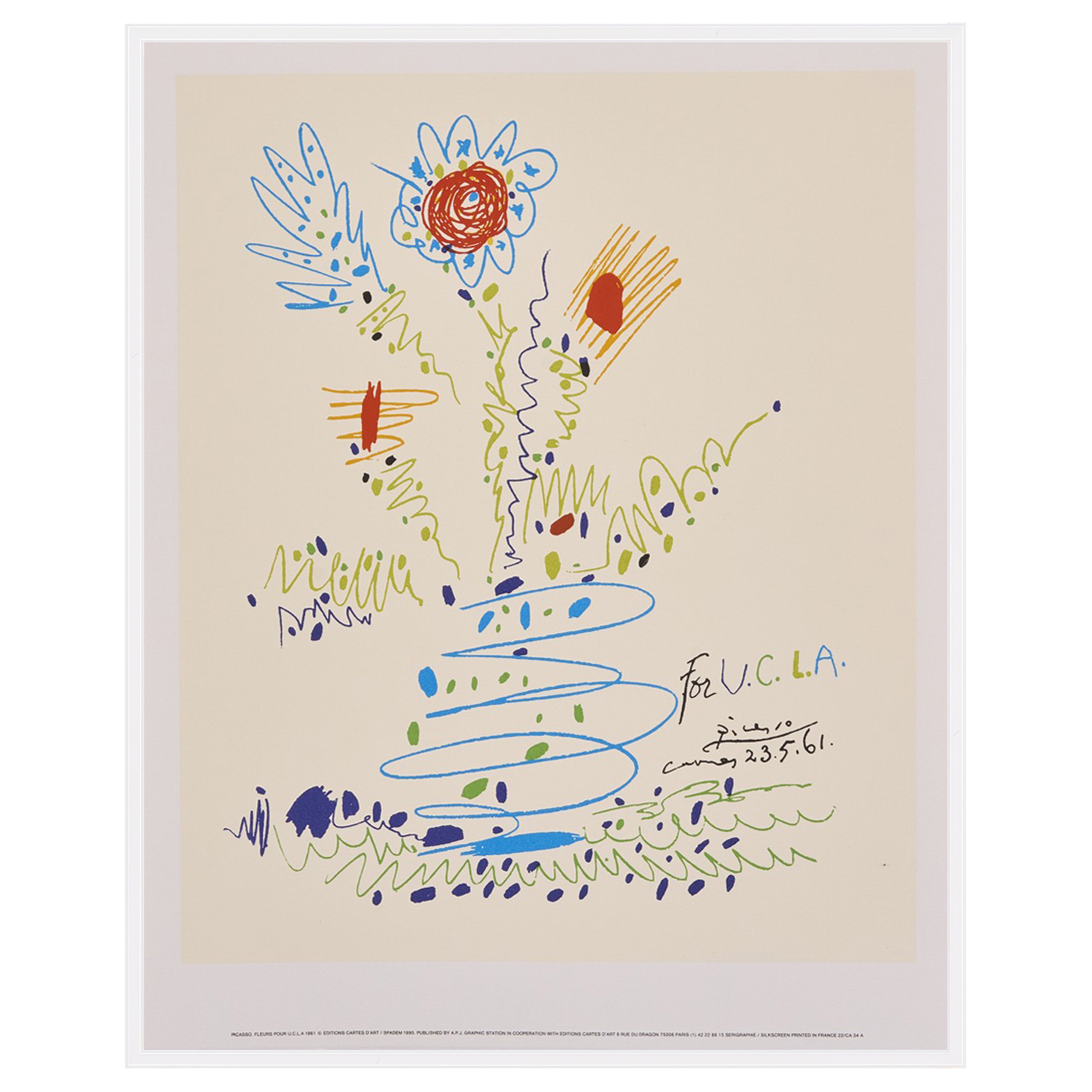 完売【限定10枚】FLEURS POUR U.C.L.A. 1961 - Editions Cartes D’Art Paris 1990 / パブロ・ピカソ