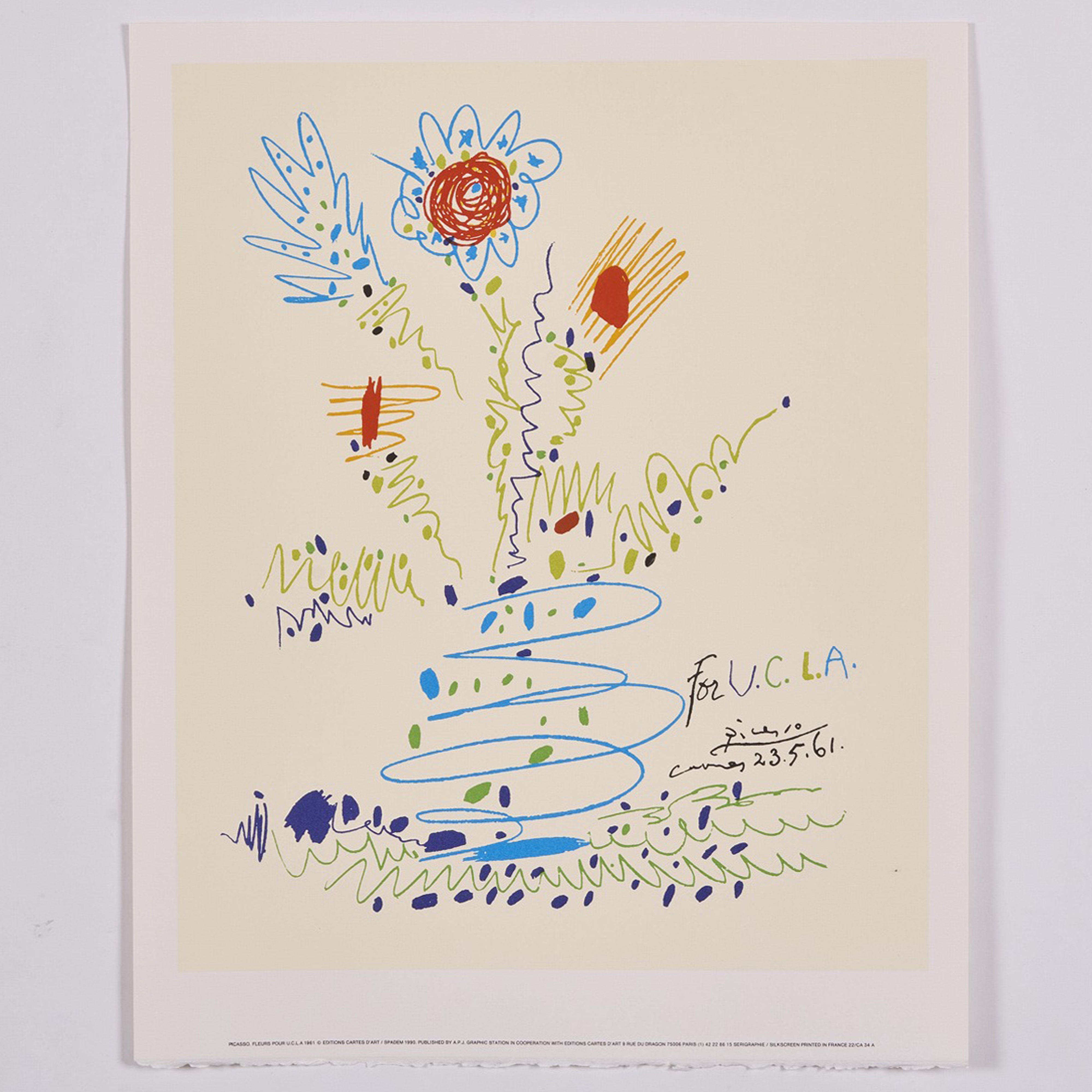 完売【限定10枚】FLEURS POUR U.C.L.A. 1961 - Editions Cartes D’Art Paris 1990 / パブロ・ピカソ