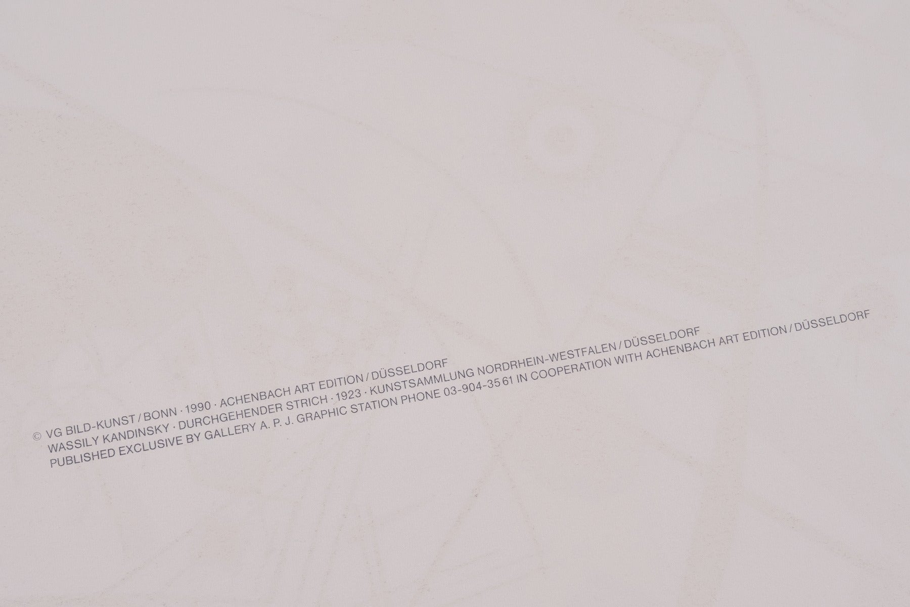 【限定10枚】DURCHGEHENDER STRICH 1923 - printed in 1990 / ワシリー・カンディンスキー