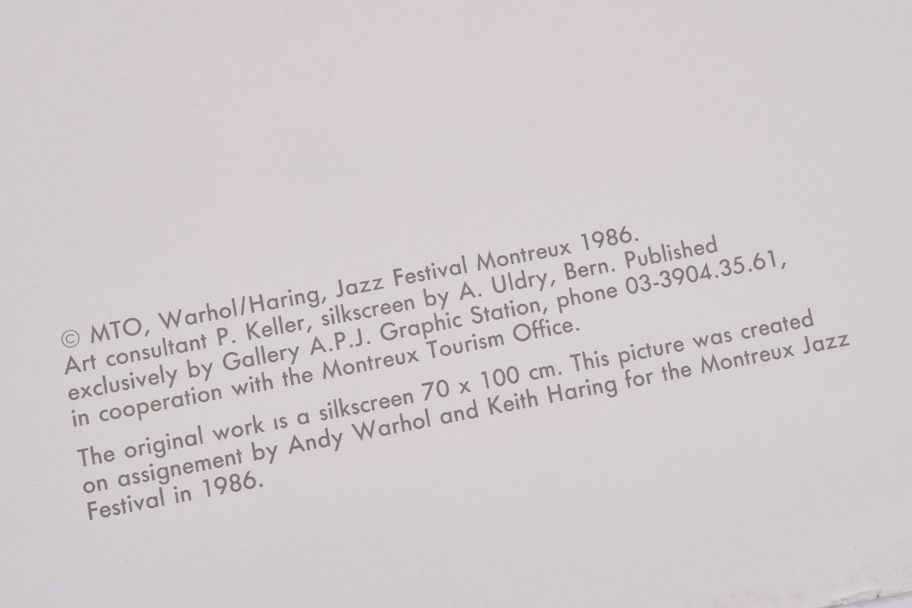 【限定10枚】MONTREUX JAZZ FESTIVAL 1986 - printed in 1990-1992 / キース・ヘリング&アンディ・ウォーホル