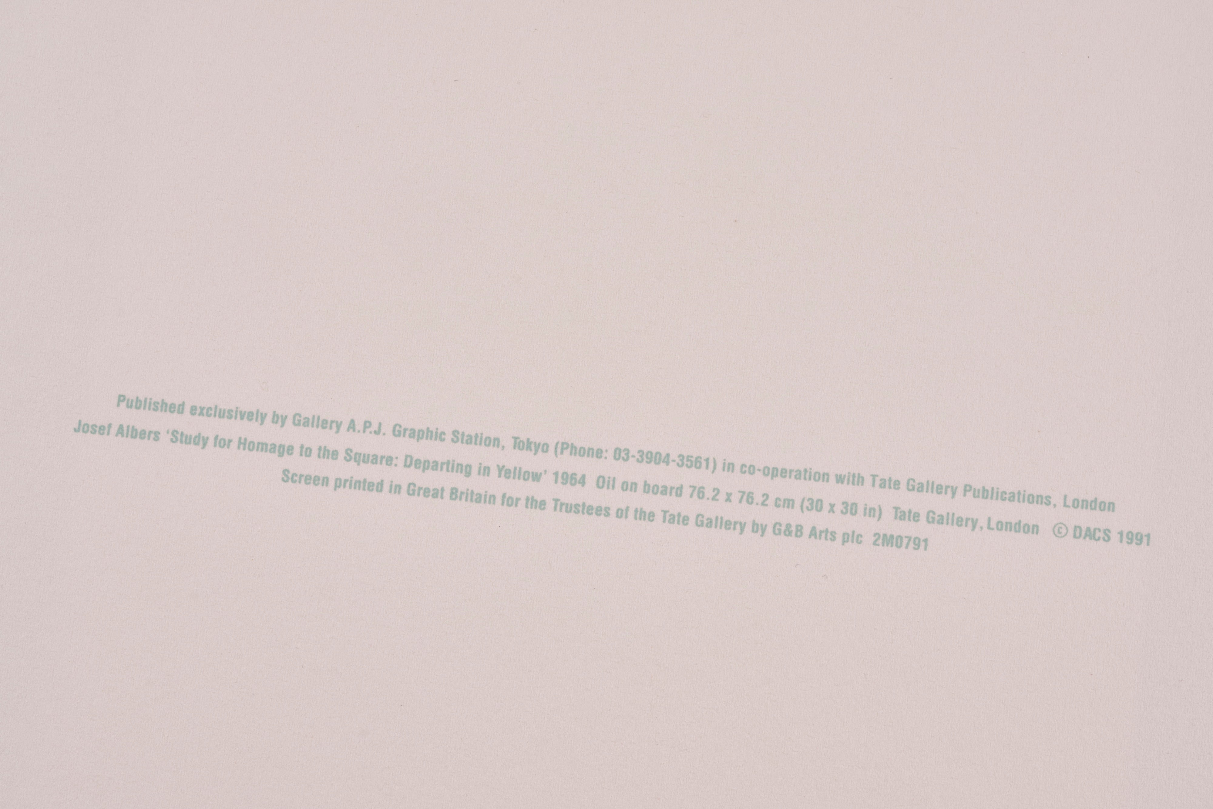 【限定30枚】Study for Homage to the Square: Departing in Yellow 1964 - Printed in 1991 / ヨゼフ・アルバース