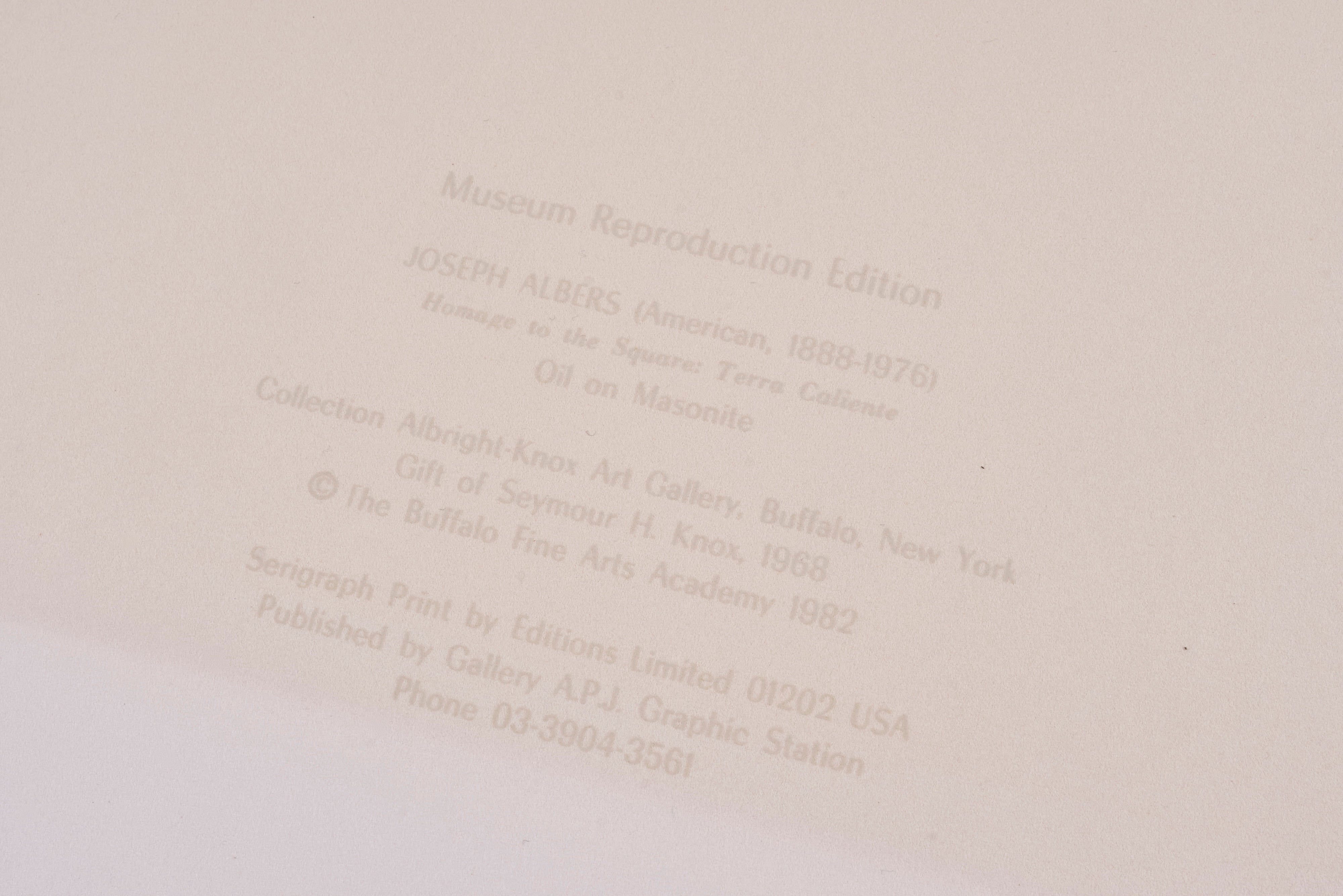 【限定30枚】Homage to the Square: Terra Caliente 1963 - Printed in 1990s / ヨゼフ・アルバース