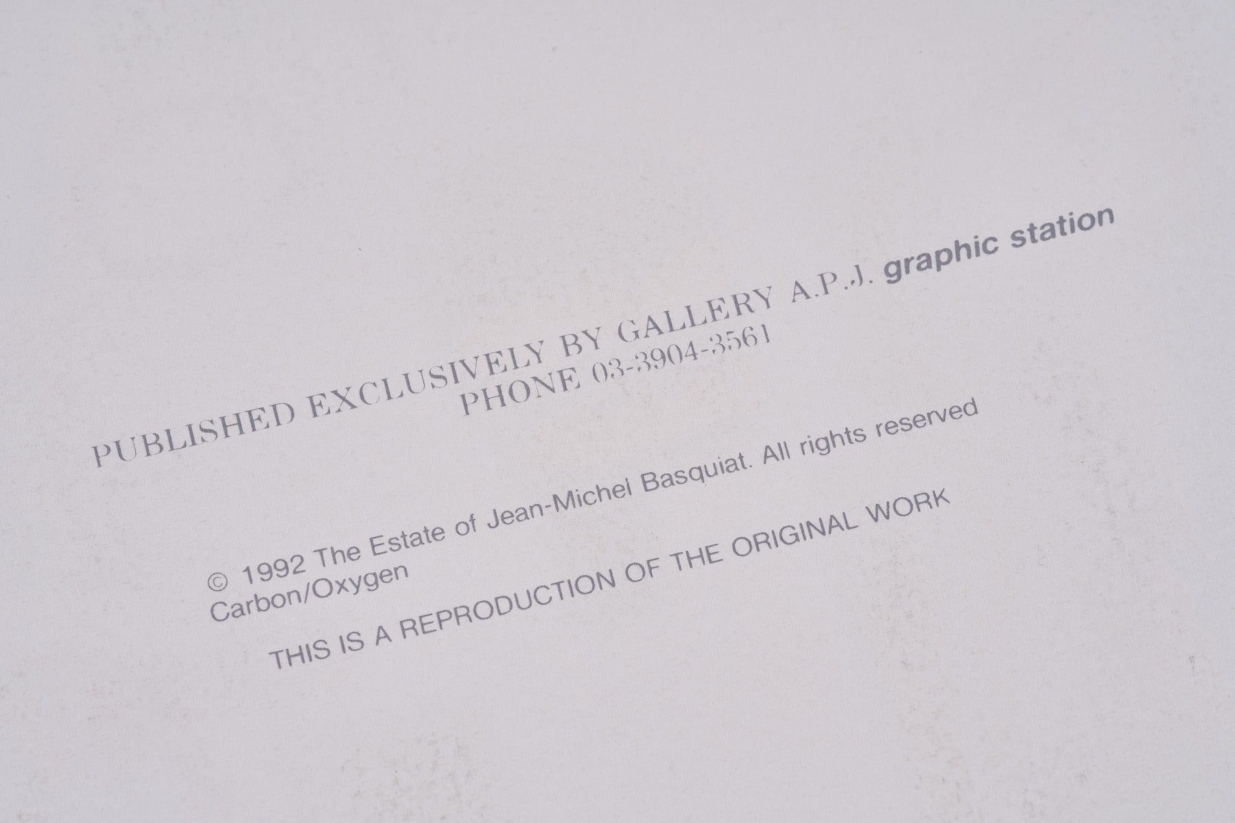 【限定10枚】Carbon/Oxygen 1984 - printed in 1992 / ジャン=ミシェル・バスキア