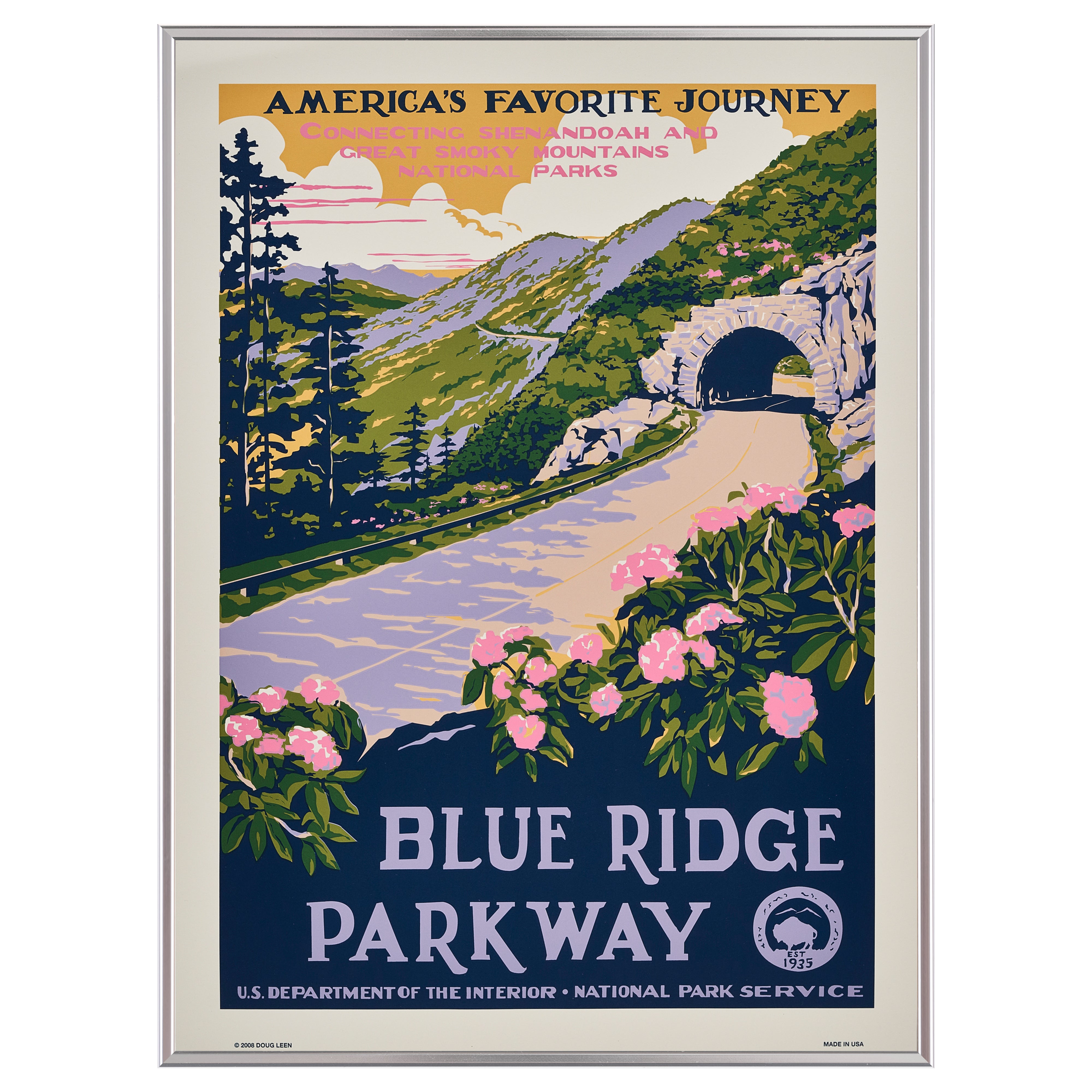 【限定3枚】ブルーリッジ・パークウェイ(コンテンポラリーデザイン)/ アメリカ国立公園ポスター