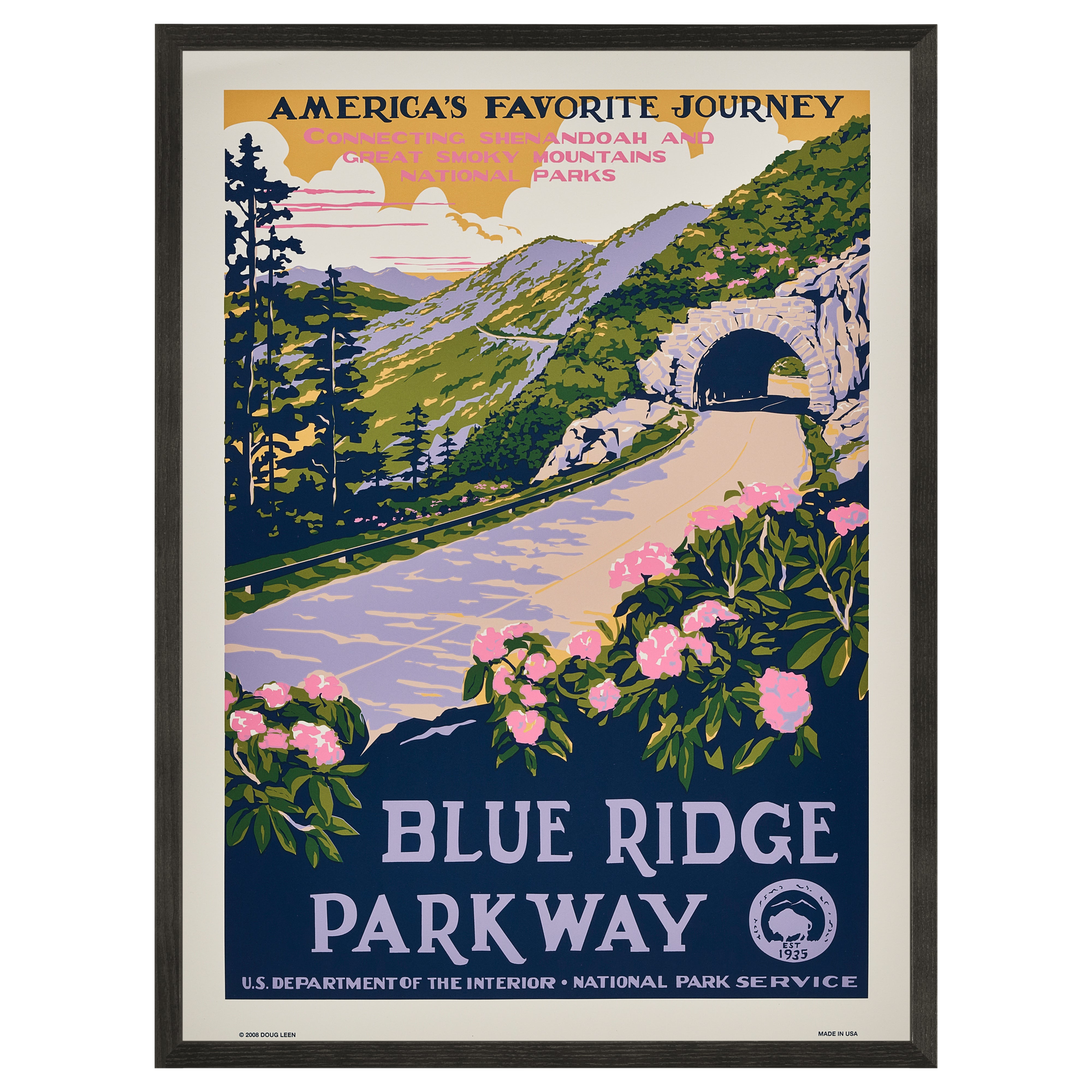 【限定3枚】ブルーリッジ・パークウェイ(コンテンポラリーデザイン)/ アメリカ国立公園ポスター