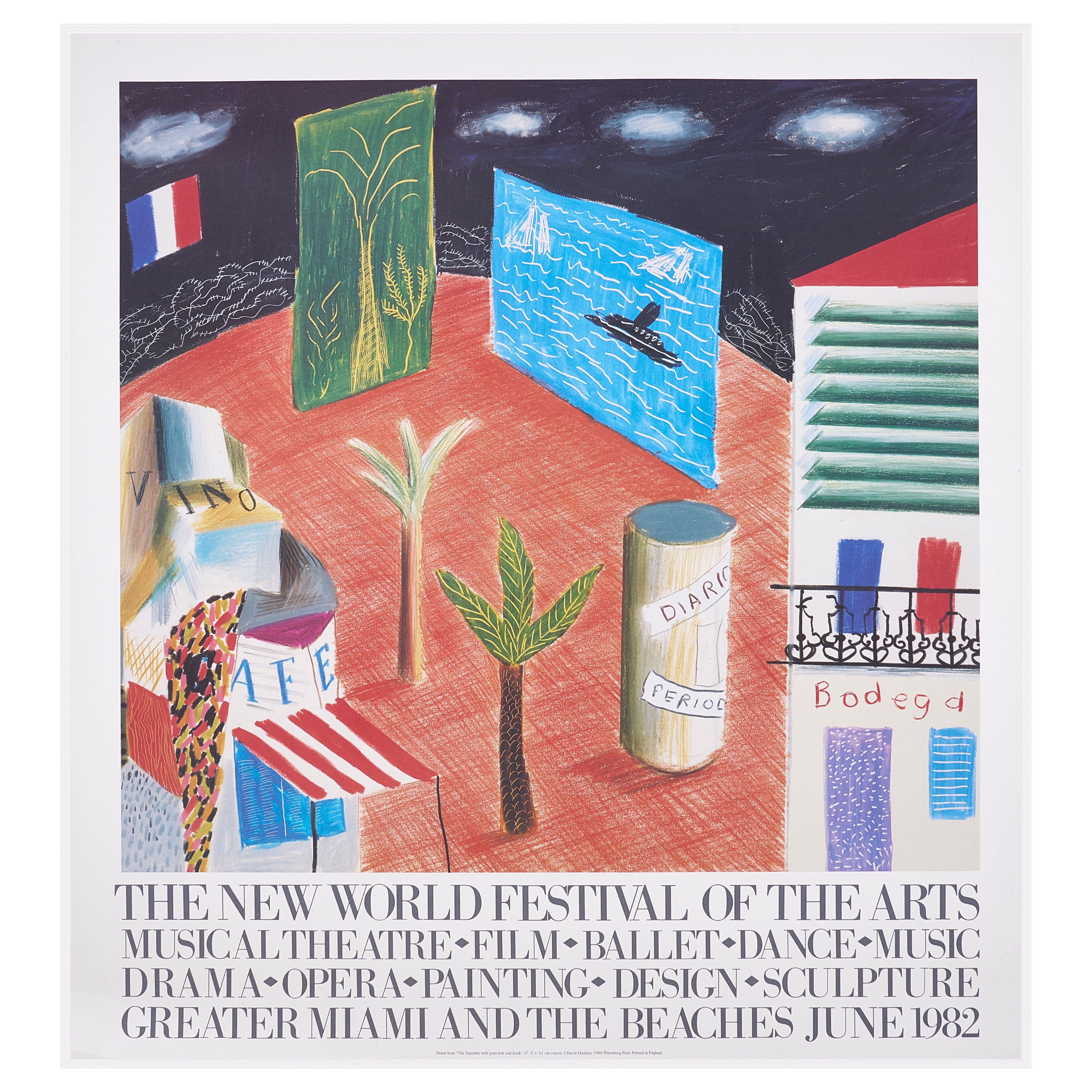 【限定10枚】The Zanzibar with postcards and kiosk 1980 - THE NEW WORLD FESTIVAL OF THE ARTS 1982 / デイヴィッド・ホックニー