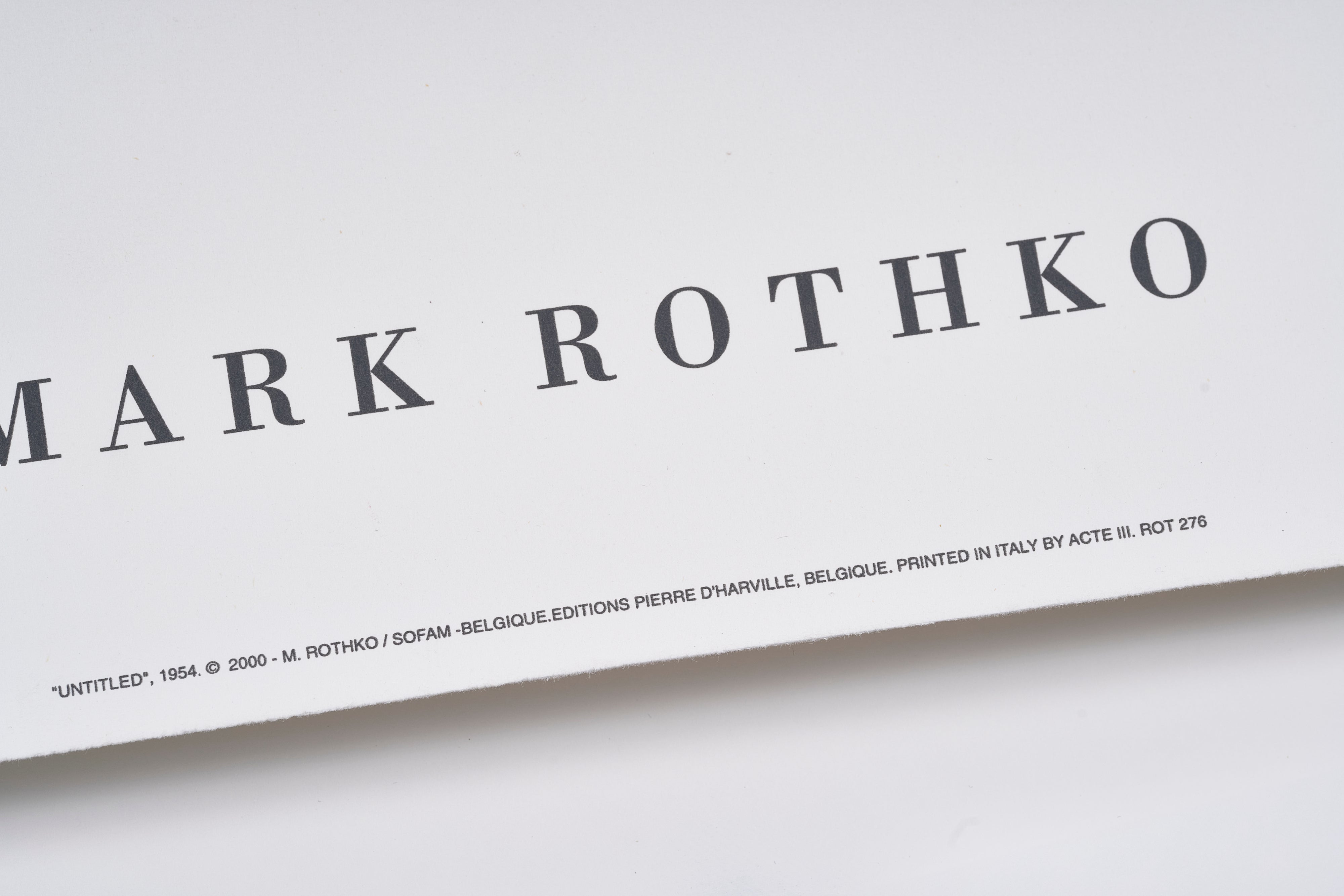 【限定5枚】UNTITLED 1954 - BELGIQUE EDITIONS Pierre D'Harville 2000 / マーク・ロスコ