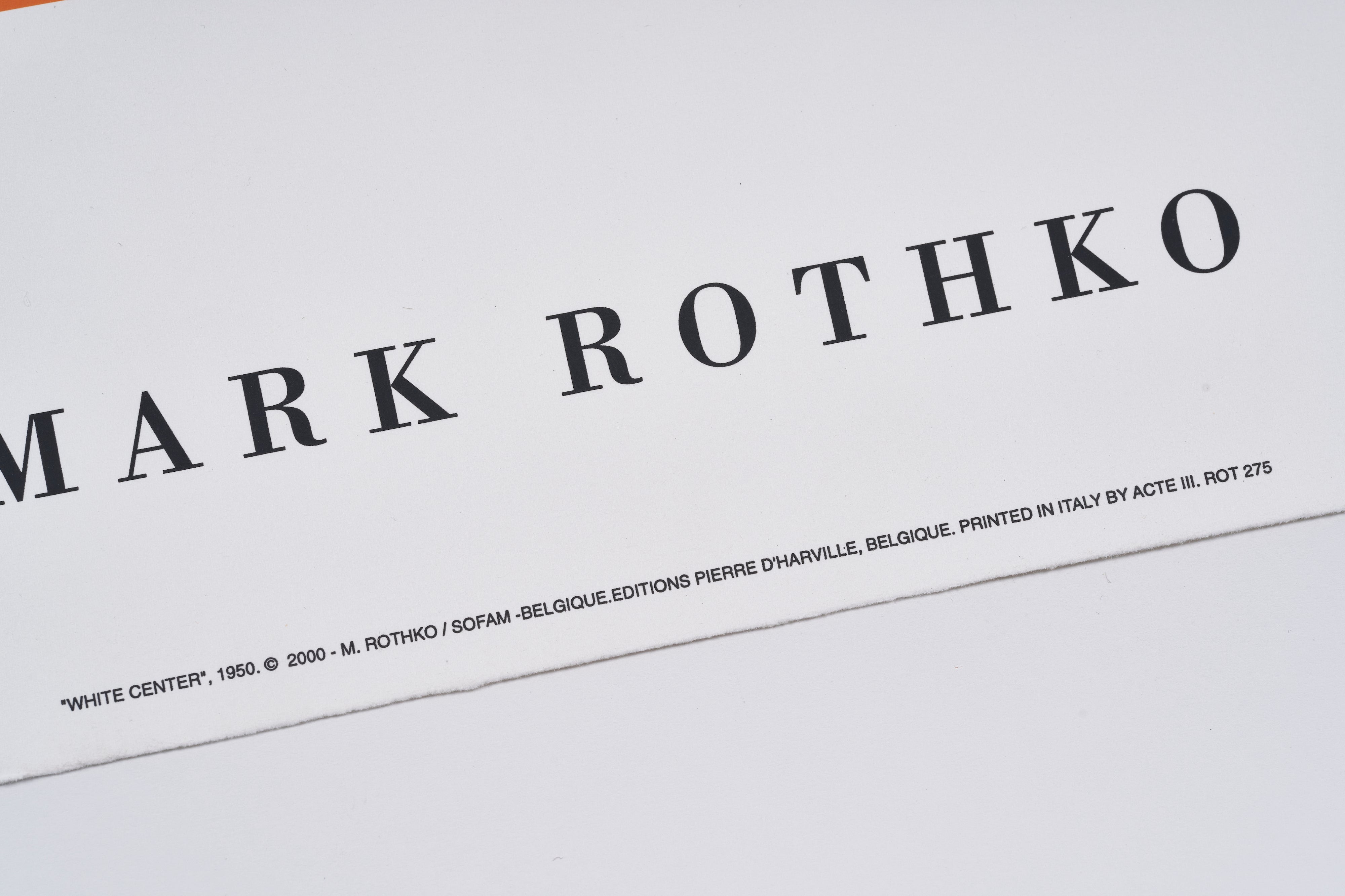 【限定5枚】WHITE CENTER 1950 - BELGIQUE EDITIONS Pierre D'Harville 2000 / マーク・ロスコ