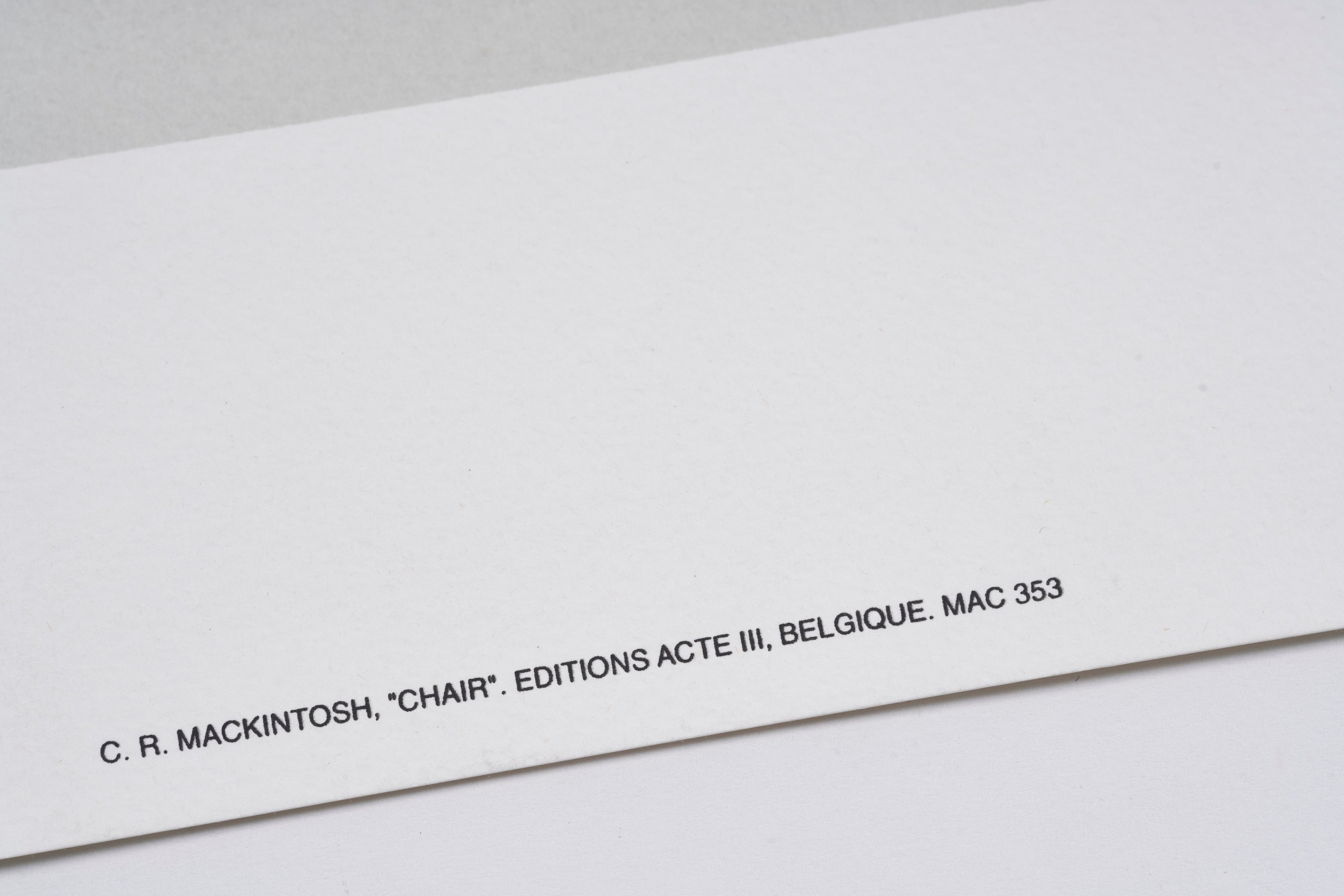 完売【限定1枚】CHAIR - EDITION ACTE III 2000s / チャールズ・レニー・マッキントッシュ