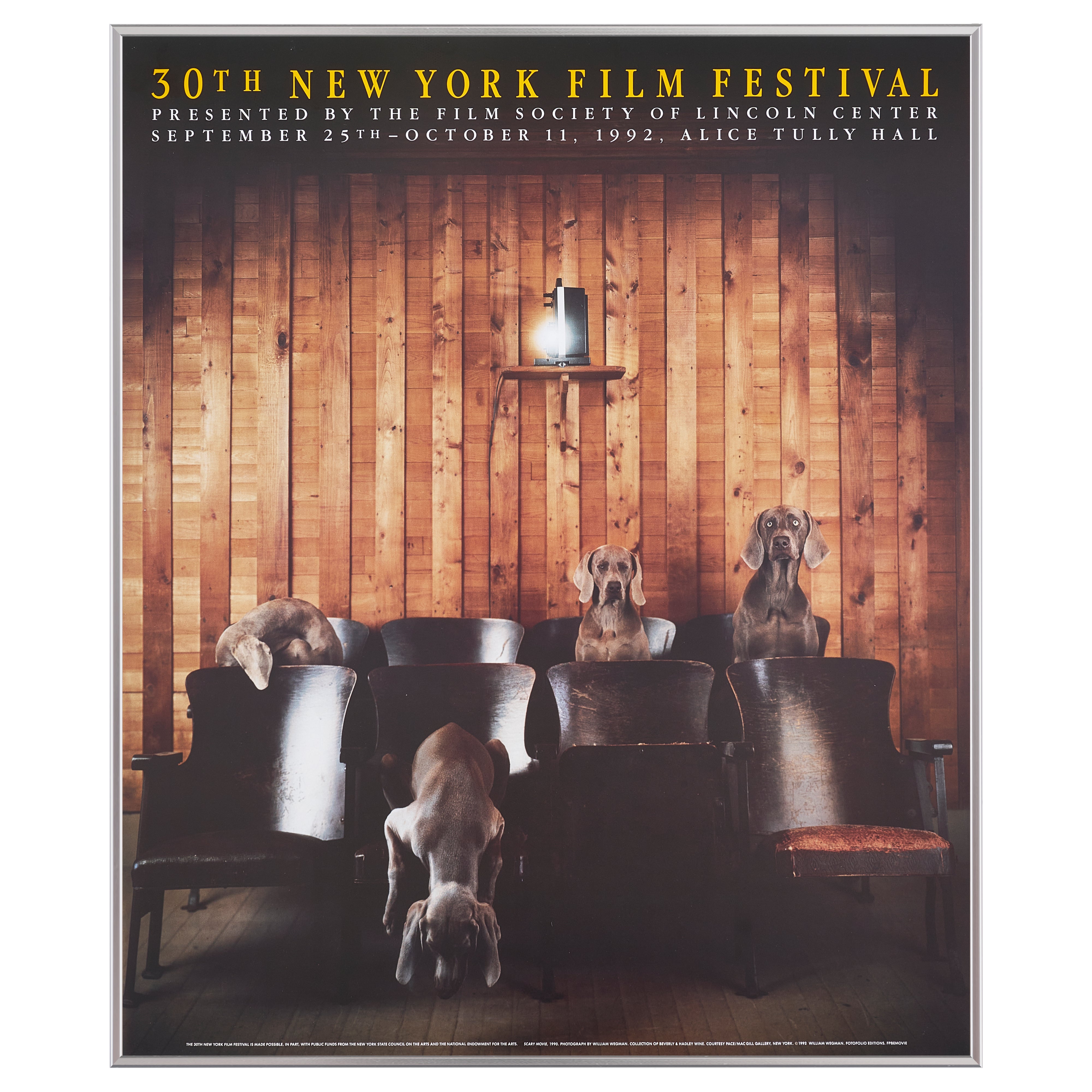 【限定10枚】SCARY MOVIE 1990 - 30TH NEW YORK FILM FESTIVAL 1992 / ウィリアム・ウェグマン