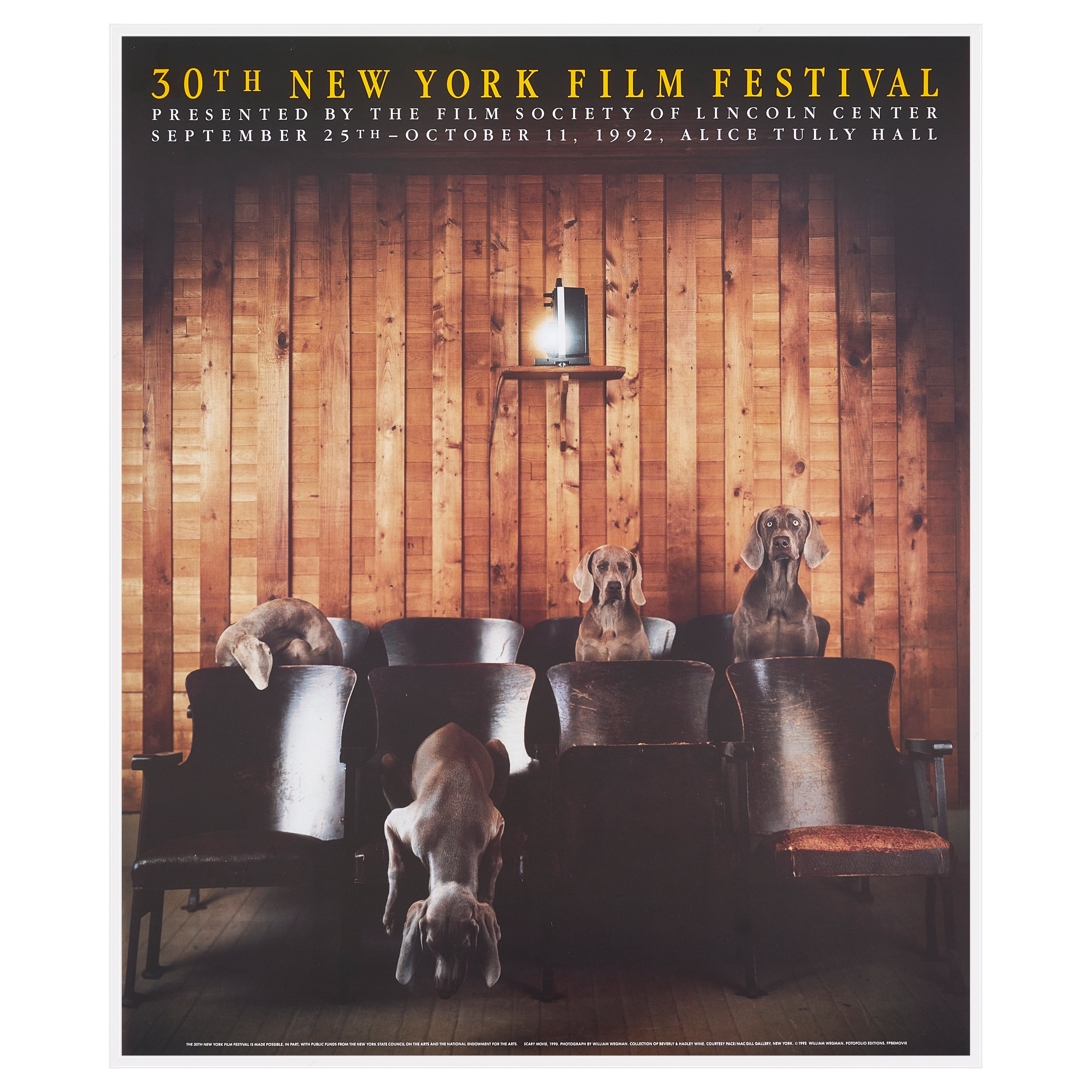 【限定10枚】SCARY MOVIE 1990 - 30TH NEW YORK FILM FESTIVAL 1992 / ウィリアム・ウェグマン