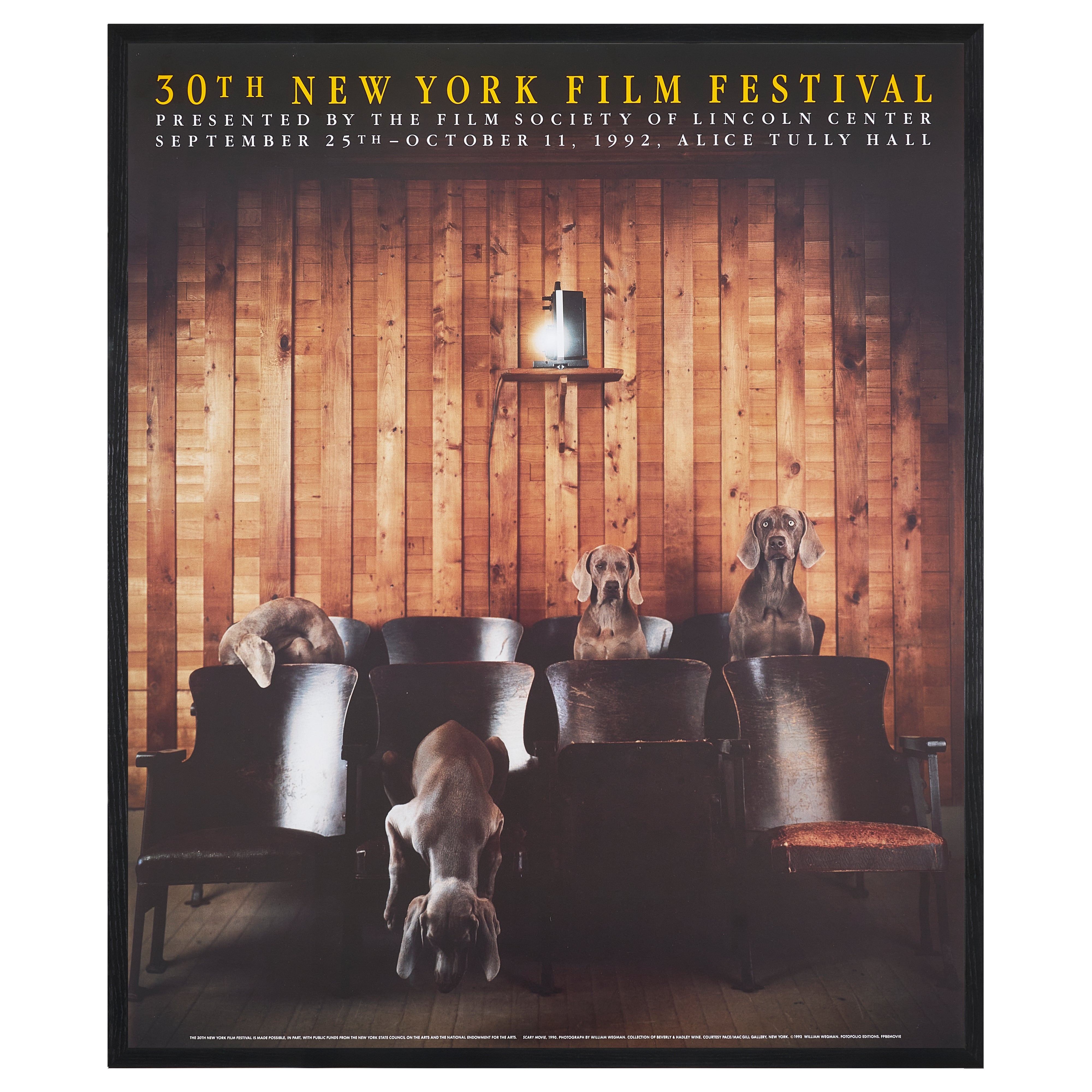 【限定10枚】SCARY MOVIE 1990 - 30TH NEW YORK FILM FESTIVAL 1992 / ウィリアム・ウェグマン