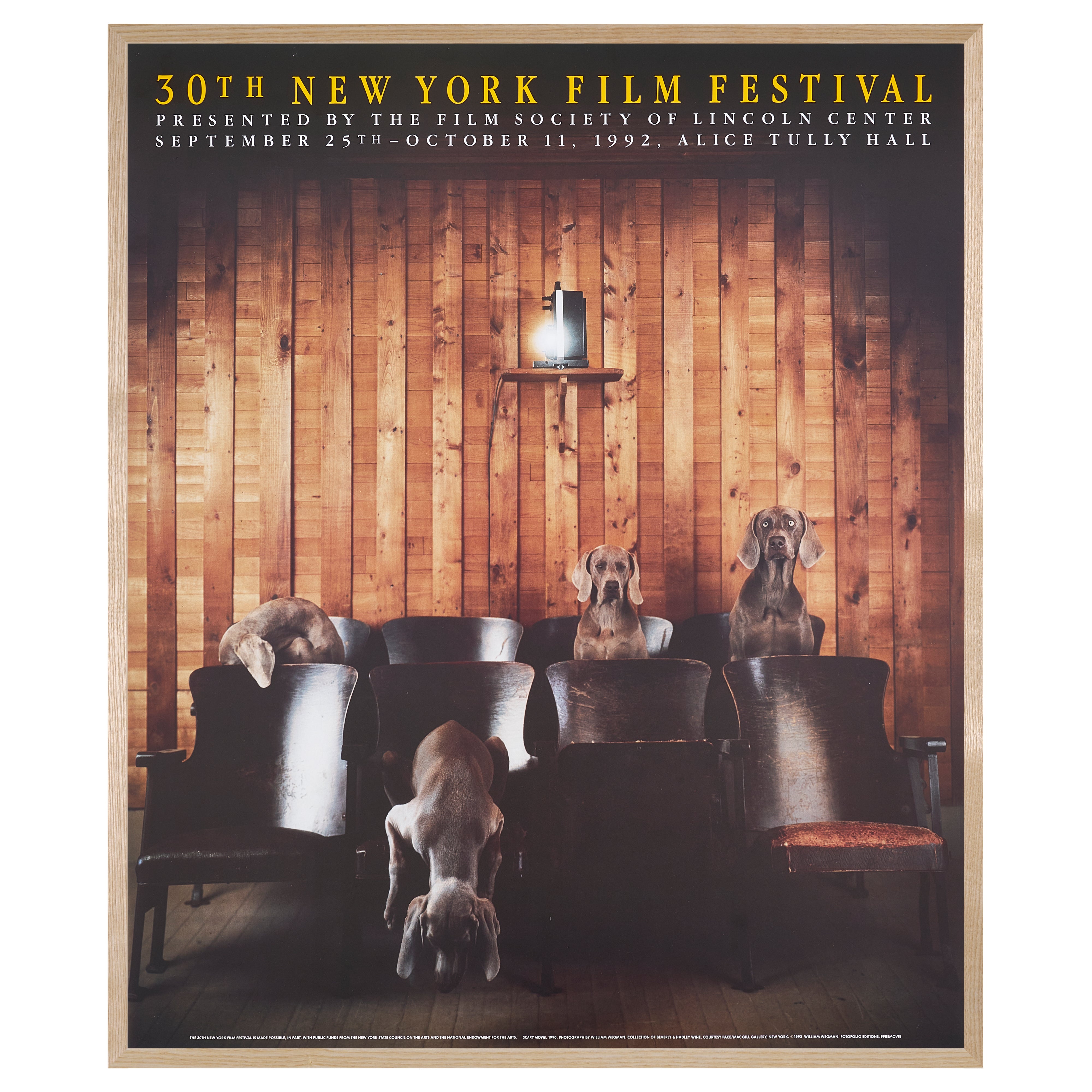 【限定10枚】SCARY MOVIE 1990 - 30TH NEW YORK FILM FESTIVAL 1992 / ウィリアム・ウェグマン