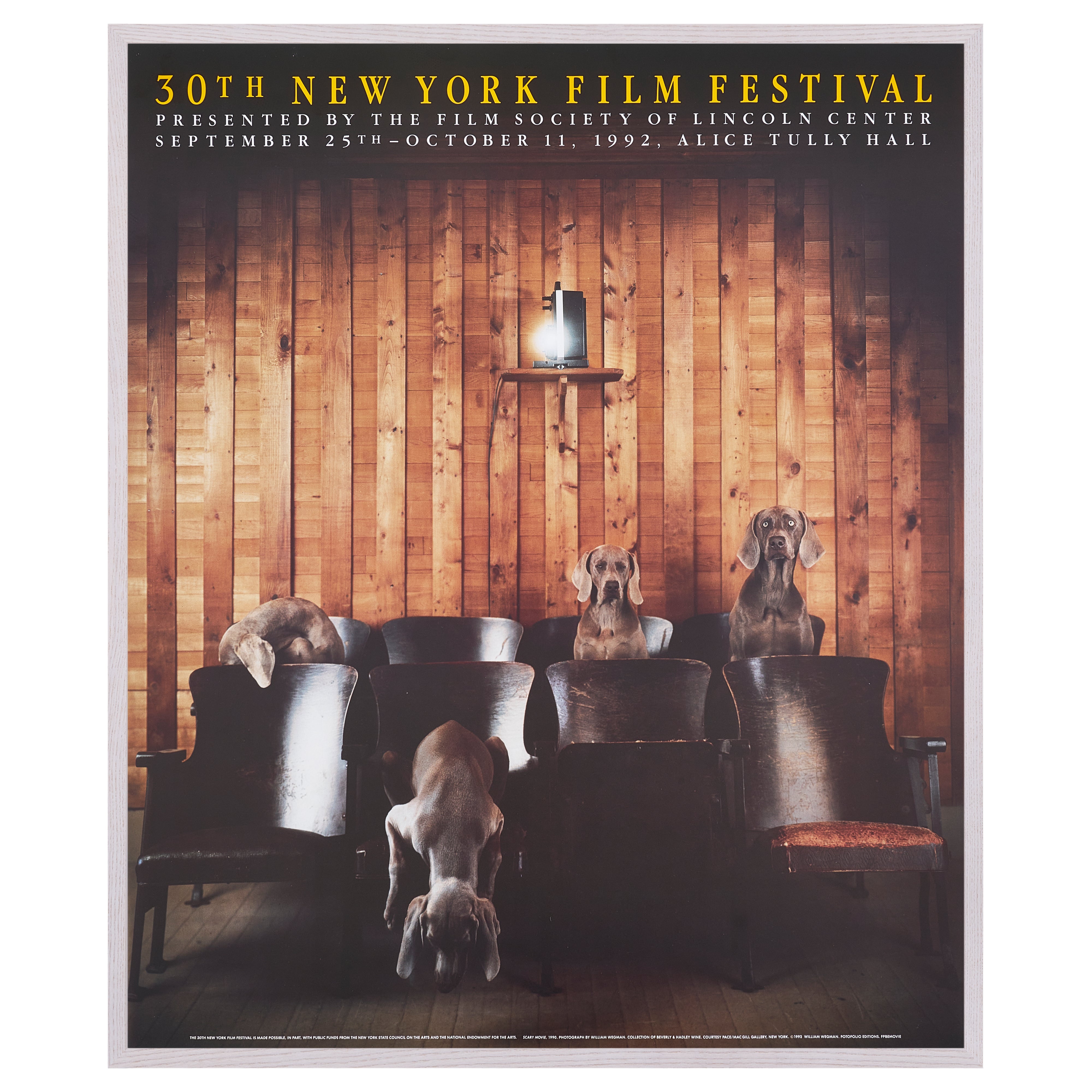 【限定10枚】SCARY MOVIE 1990 - 30TH NEW YORK FILM FESTIVAL 1992 / ウィリアム・ウェグマン