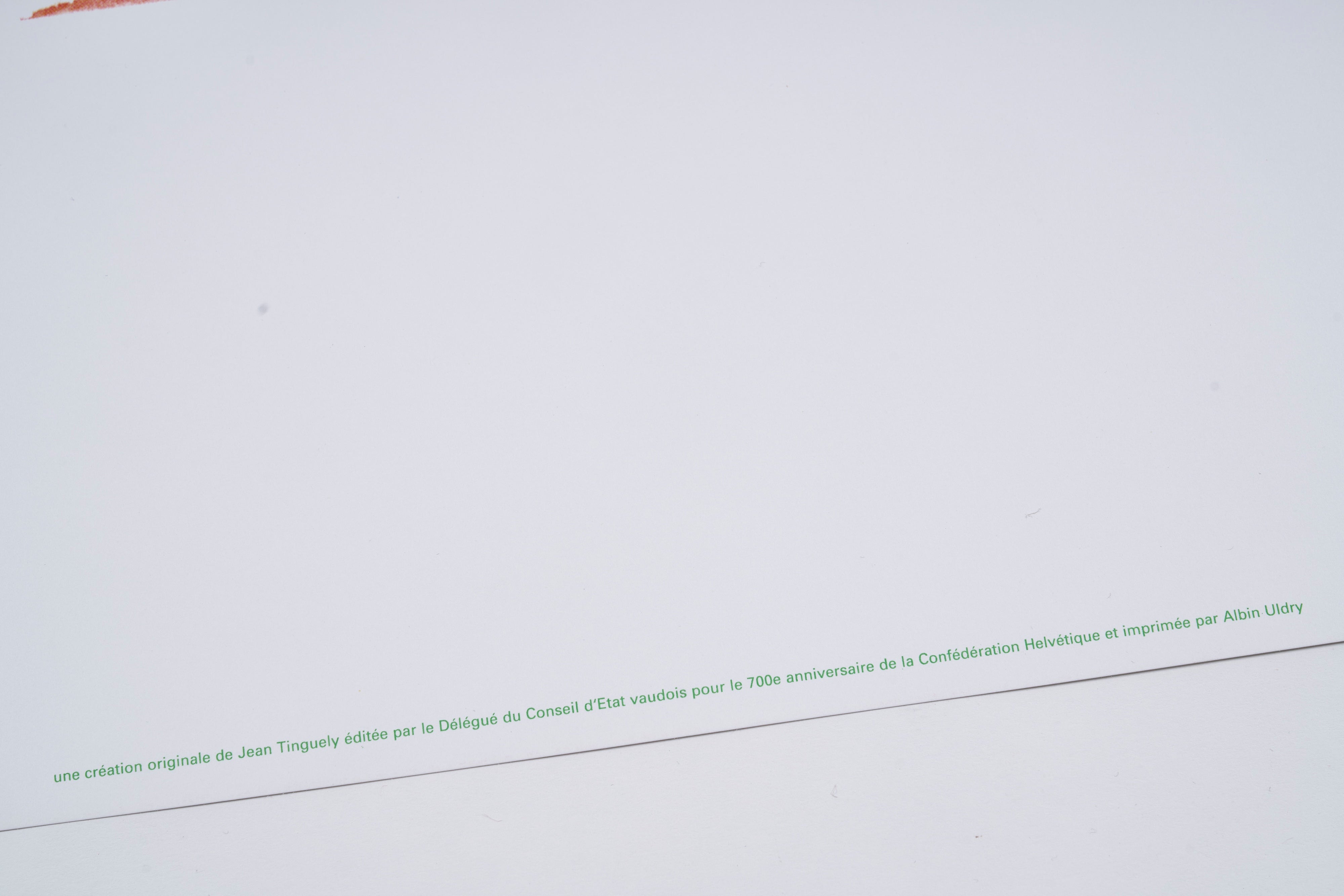 【限定5枚】1 Août 1991 (Switzerland 700 Years) 1989 - Albin Uldry 1991 / ジャン・ティンゲリー