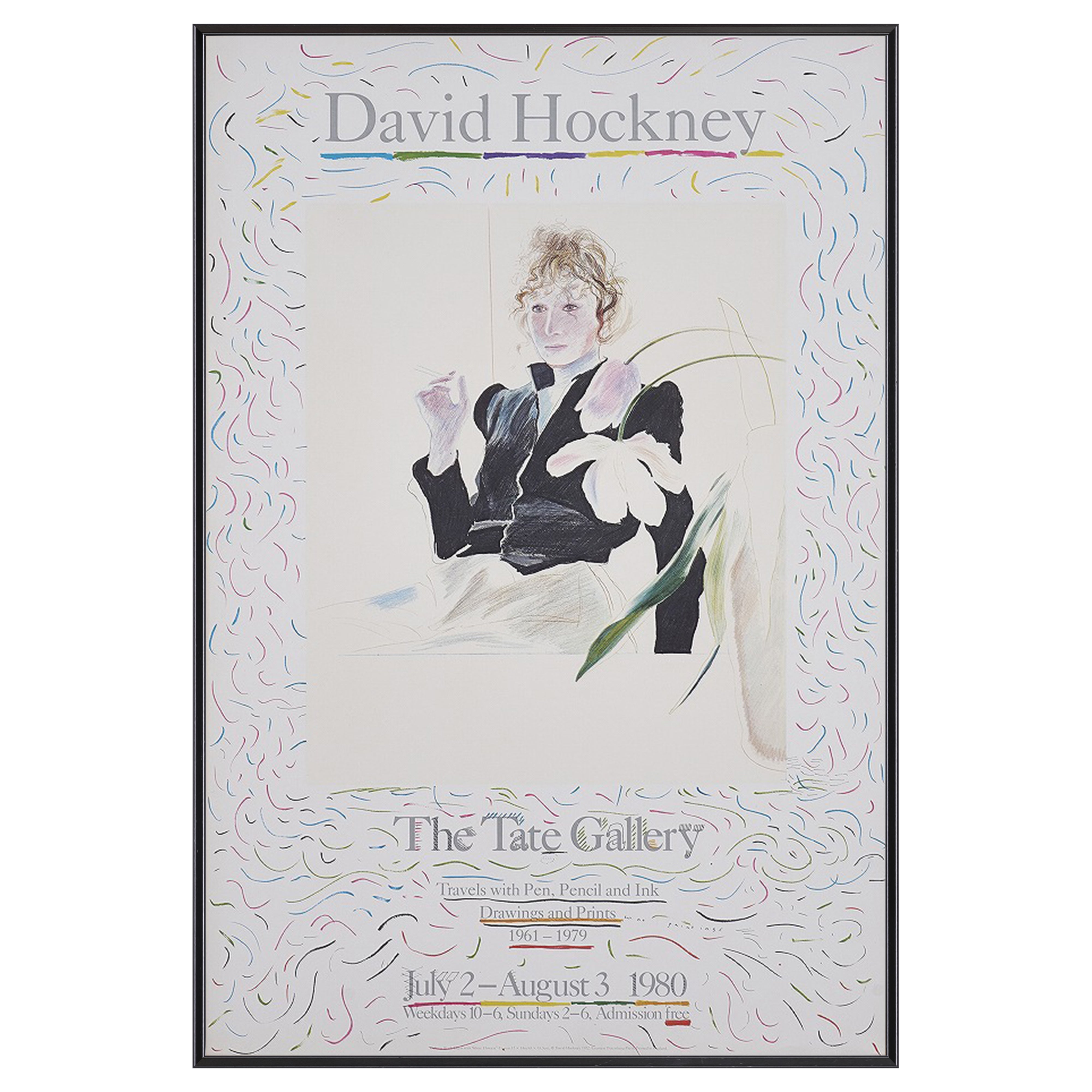 【限定10枚】Celia in Black Dress with White Flowers 1972 - TATE GALLERY 1980 / デイヴィッド・ホックニー