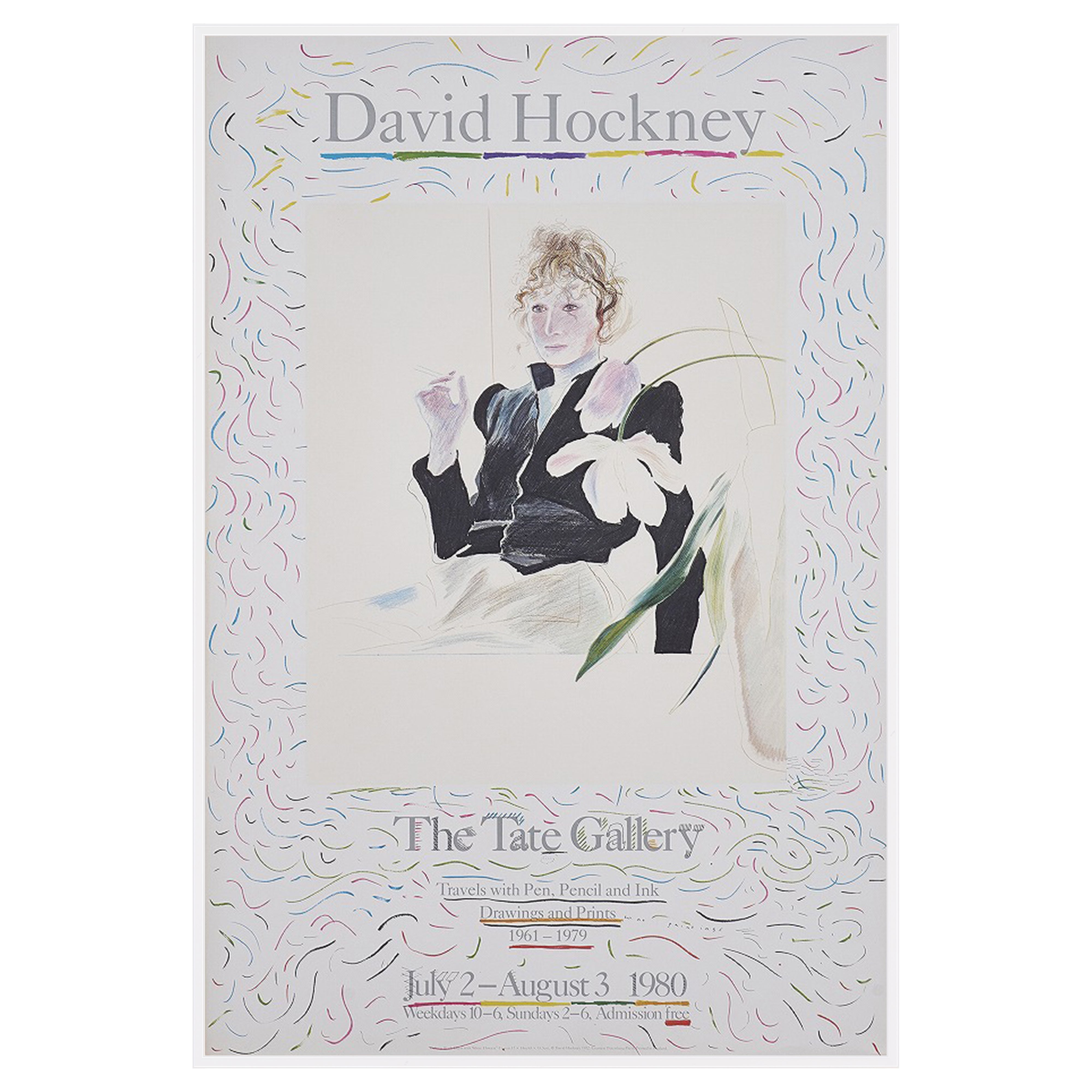 【限定10枚】Celia in Black Dress with White Flowers 1972 - TATE GALLERY 1980 / デイヴィッド・ホックニー