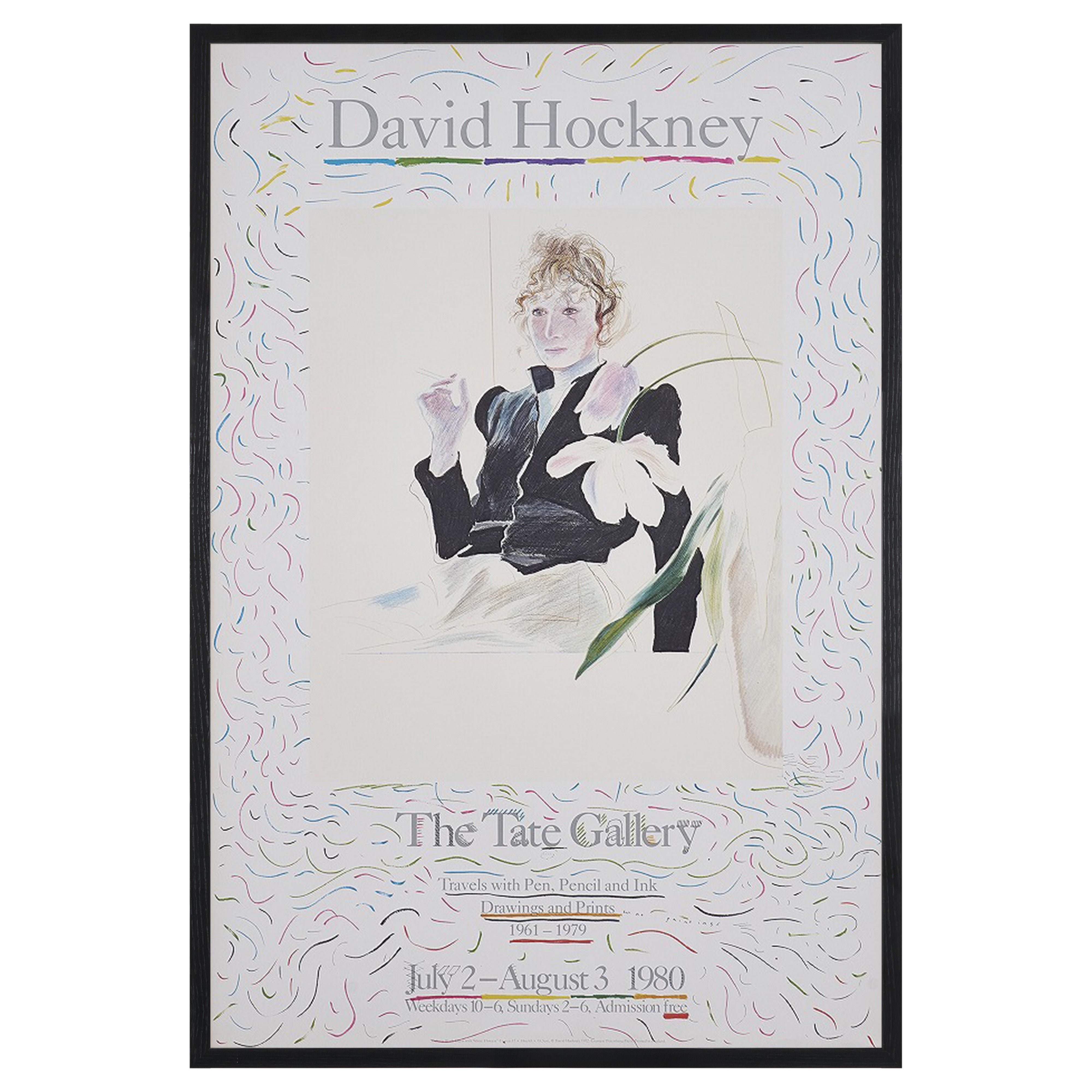 【限定10枚】Celia in Black Dress with White Flowers 1972 - TATE GALLERY 1980 / デイヴィッド・ホックニー
