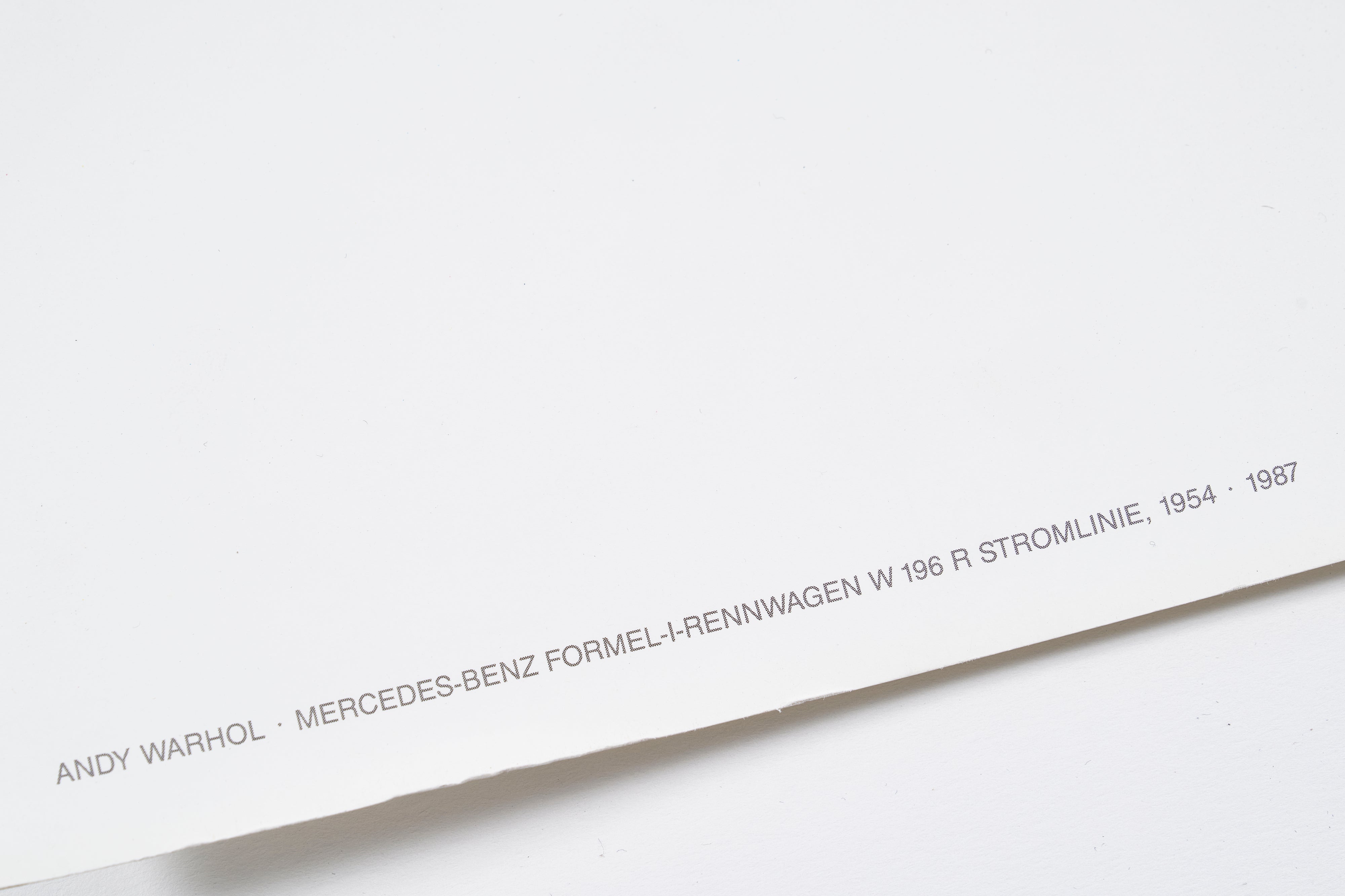 完売【限定3枚】MERCEDES-BENZ FORMEL-I-RENNWAGEN W 196 R STROMLINIE 1954, 1987 - GALERIE HANS MAYER 1988 / アンディ・ウォーホル