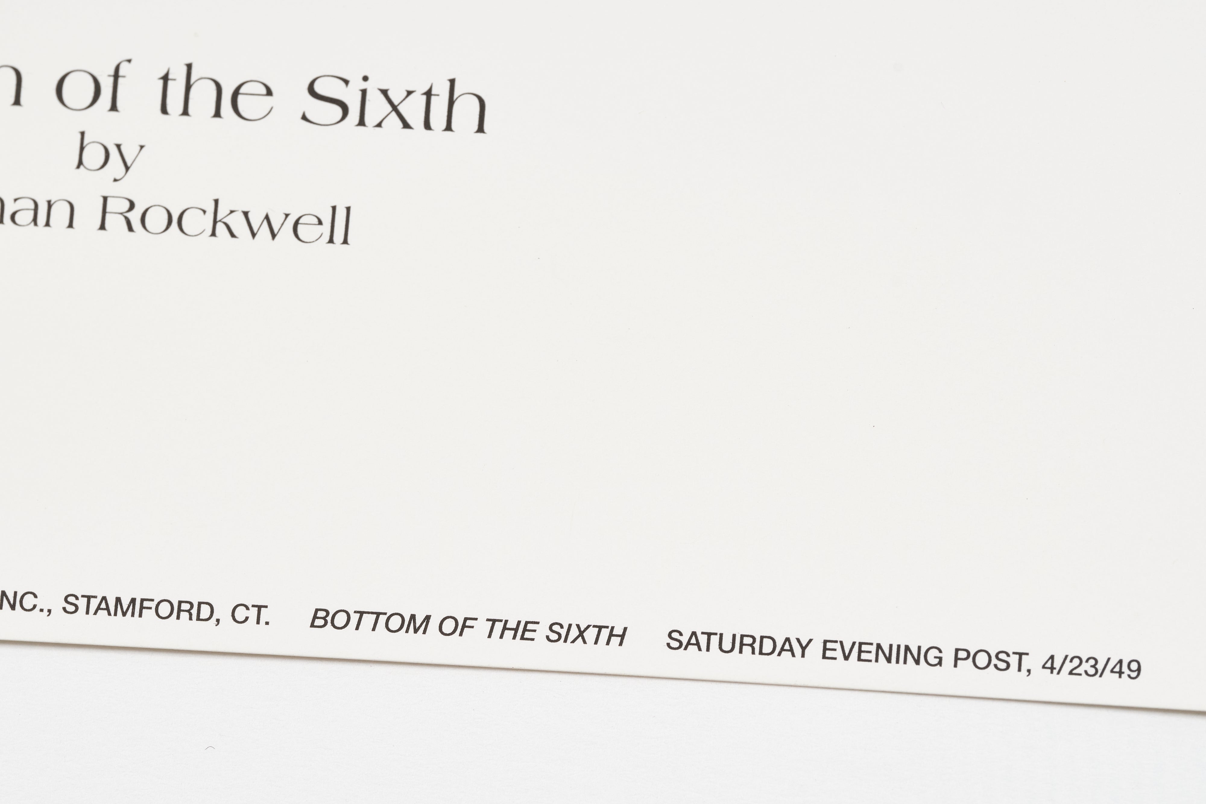 【限定10枚】Bottom of the Sixth 1949 - CURTIS PUBLISHING 1992 (Small) / ノーマン・ロックウェル