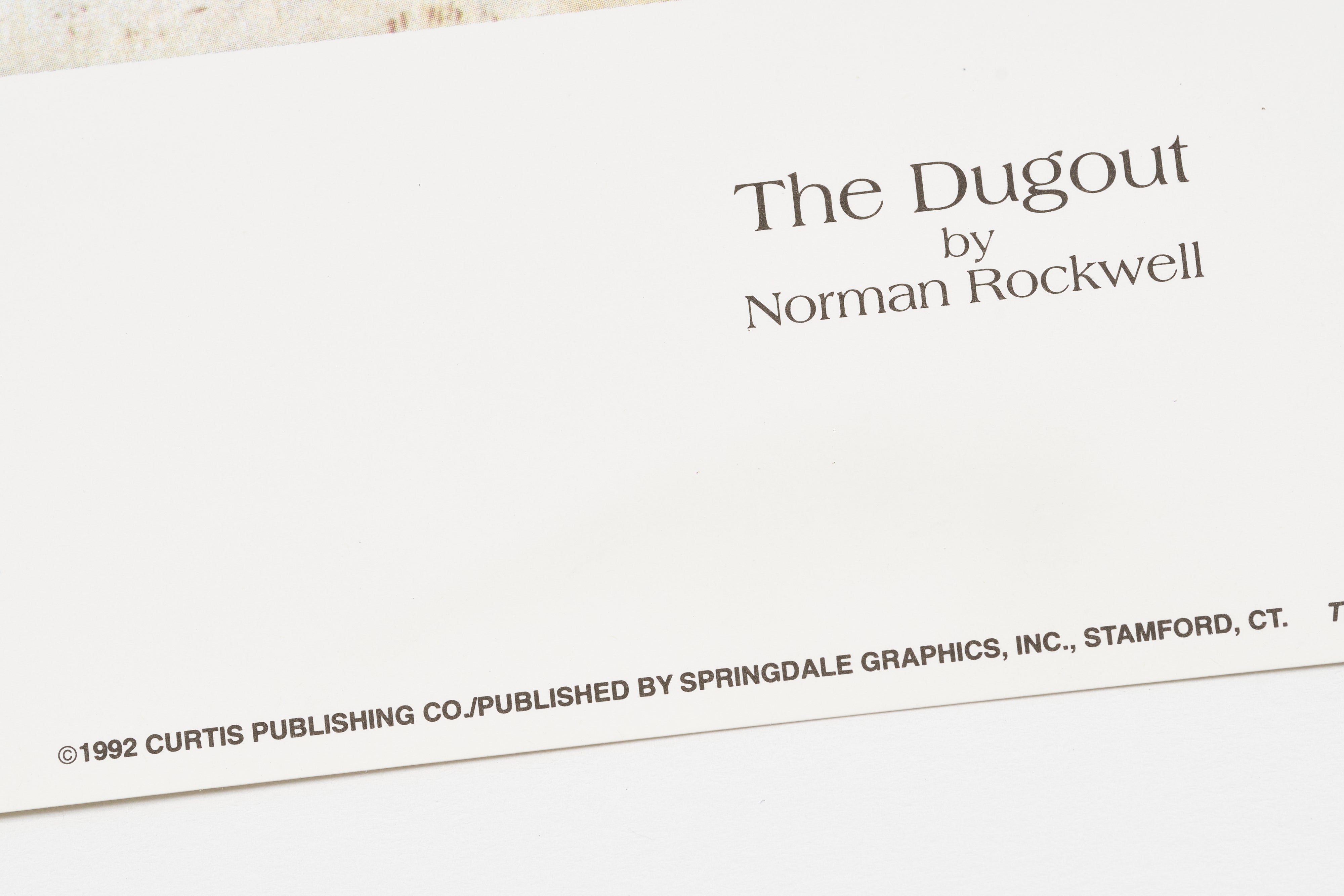 【限定10枚】The Dugout 1948 - CURTIS PUBLISHING 1992 (Small) / ノーマン・ロックウェル