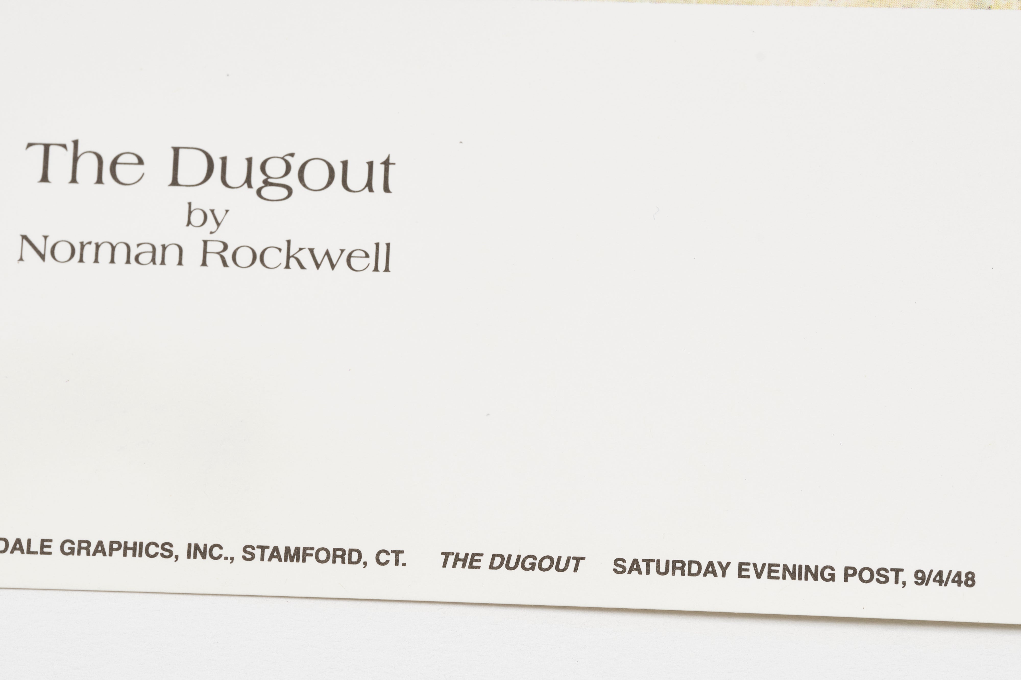 【限定10枚】The Dugout 1948 - CURTIS PUBLISHING 1992 (Small) / ノーマン・ロックウェル