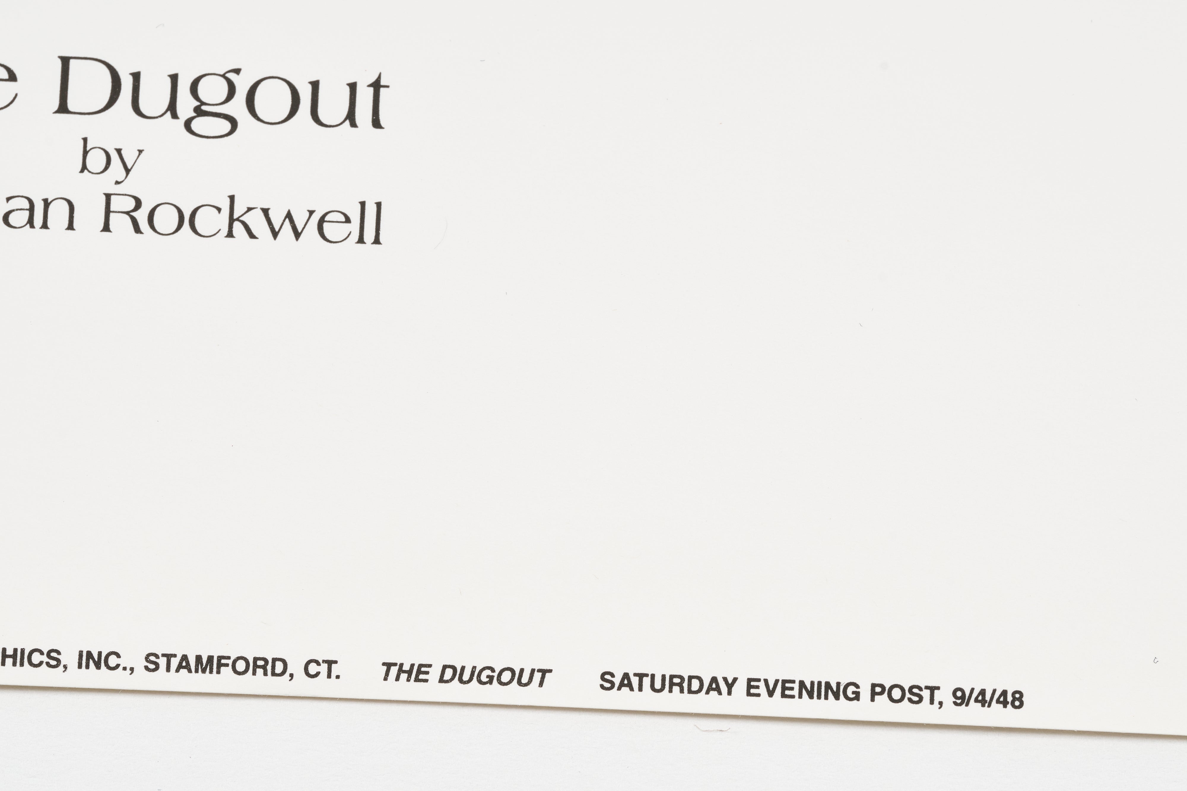 【限定10枚】The Dugout 1948 - CURTIS PUBLISHING 1992 (Big) / ノーマン・ロックウェル