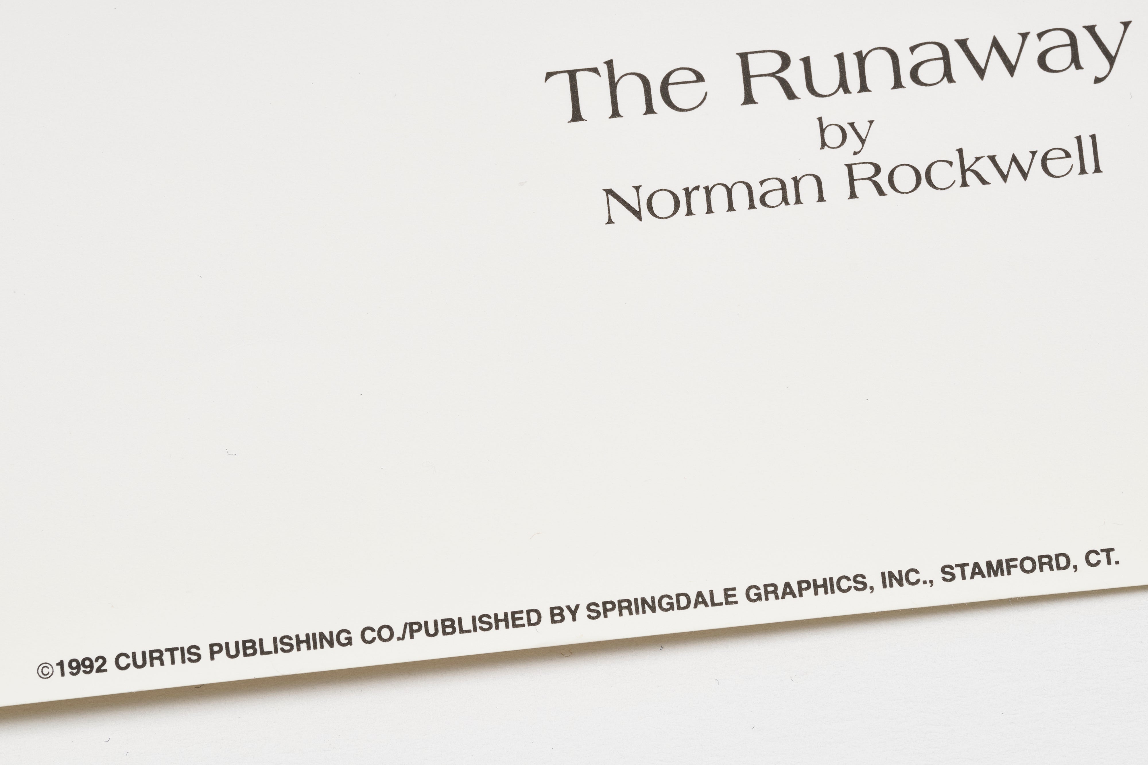 完売【限定10枚】The Runaway 1958 - CURTIS PUBLISHING 1992 / ノーマン・ロックウェル