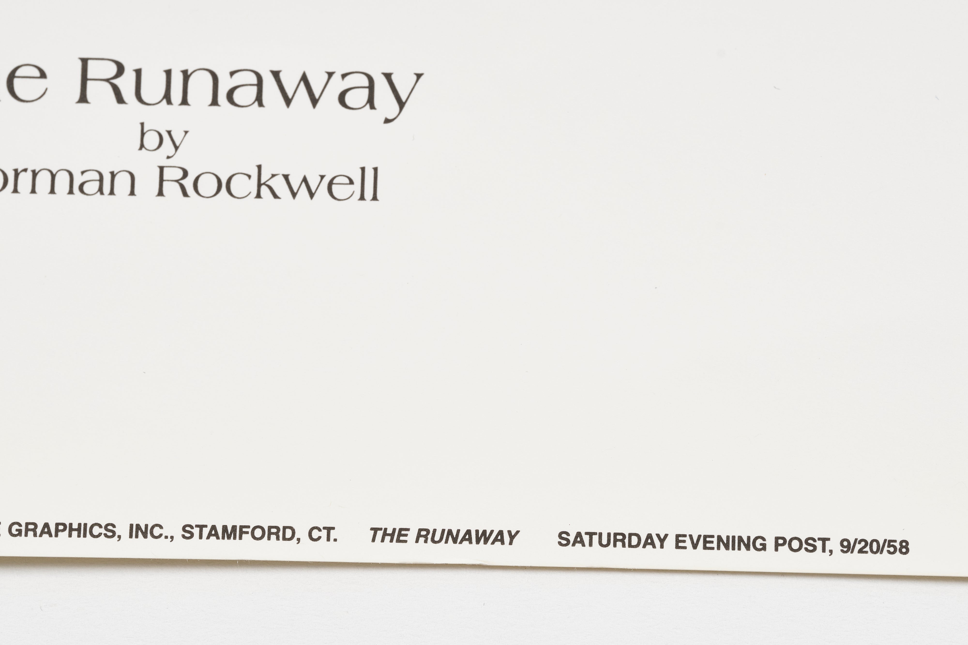 完売【限定10枚】The Runaway 1958 - CURTIS PUBLISHING 1992 / ノーマン・ロックウェル