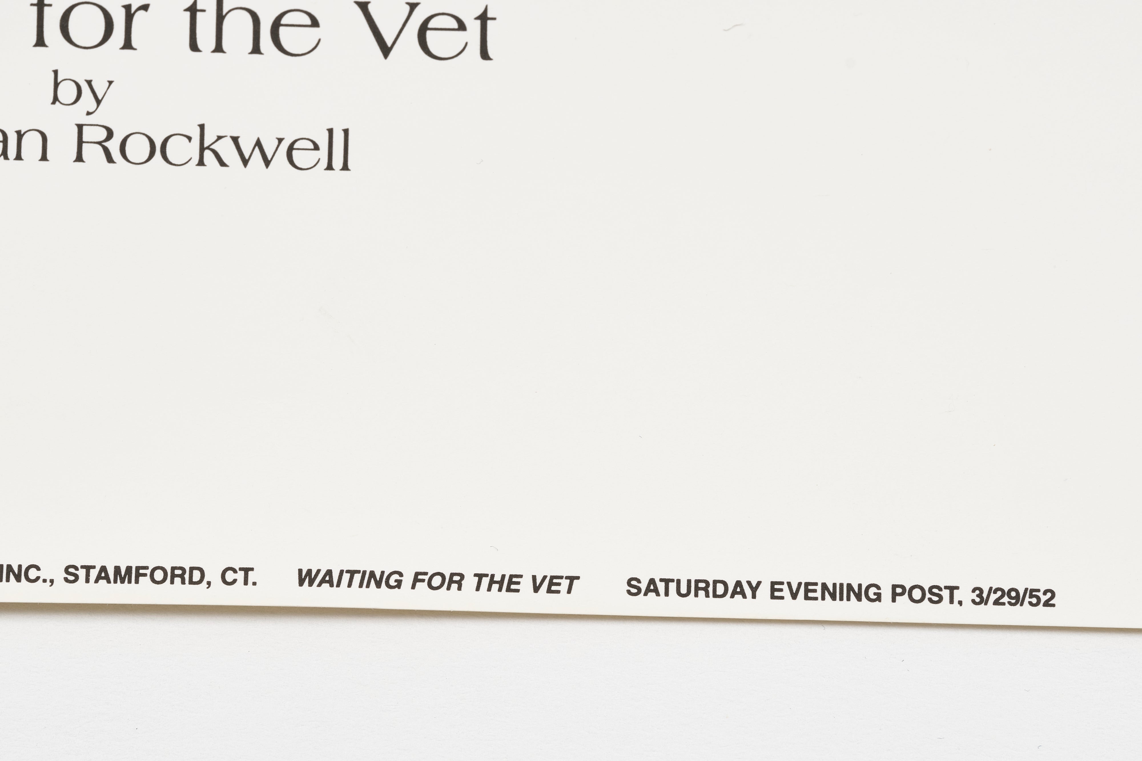 【限定10枚】Waiting for the Vet 1952 - CURTIS PUBLISHING 1992 / ノーマン・ロックウェル