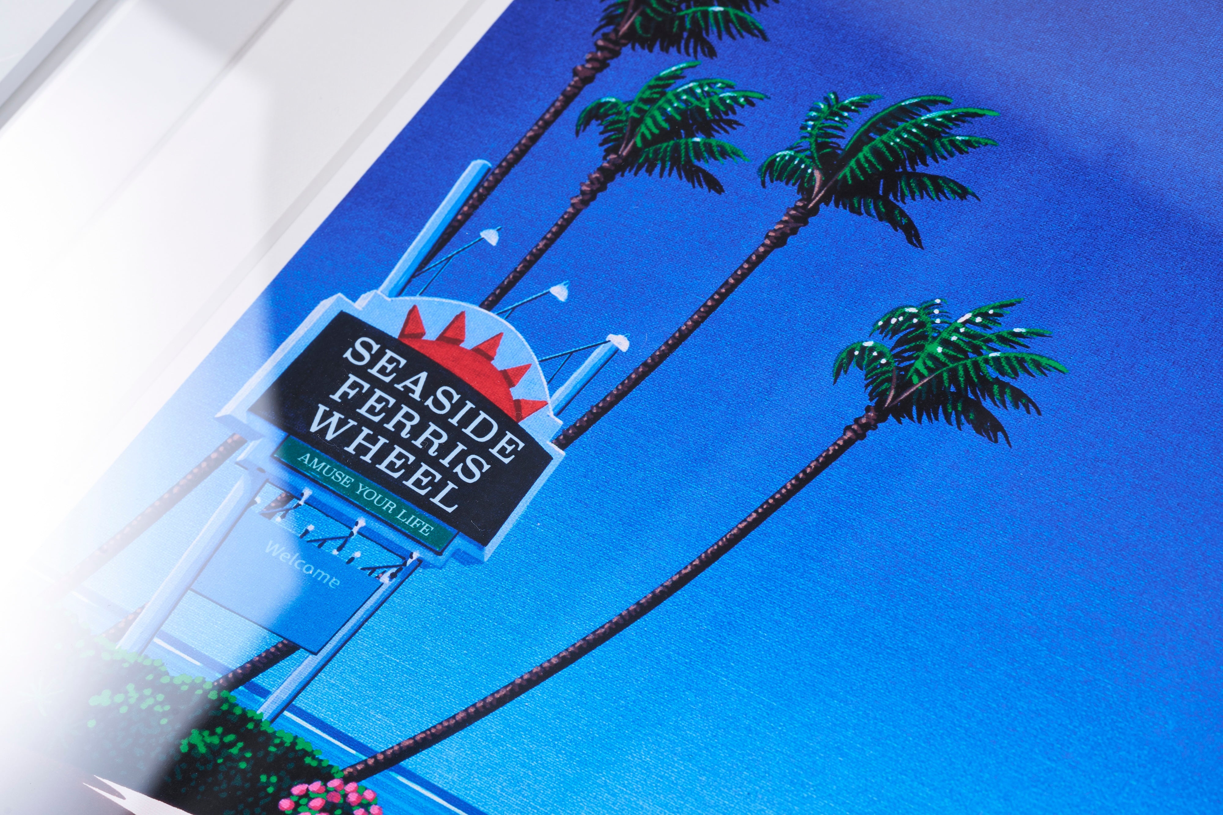 【購入特典付】Seaside Ferris wheel 版画額装品 直筆サイン入り / 永井 博 <限定エディション数:80枚>