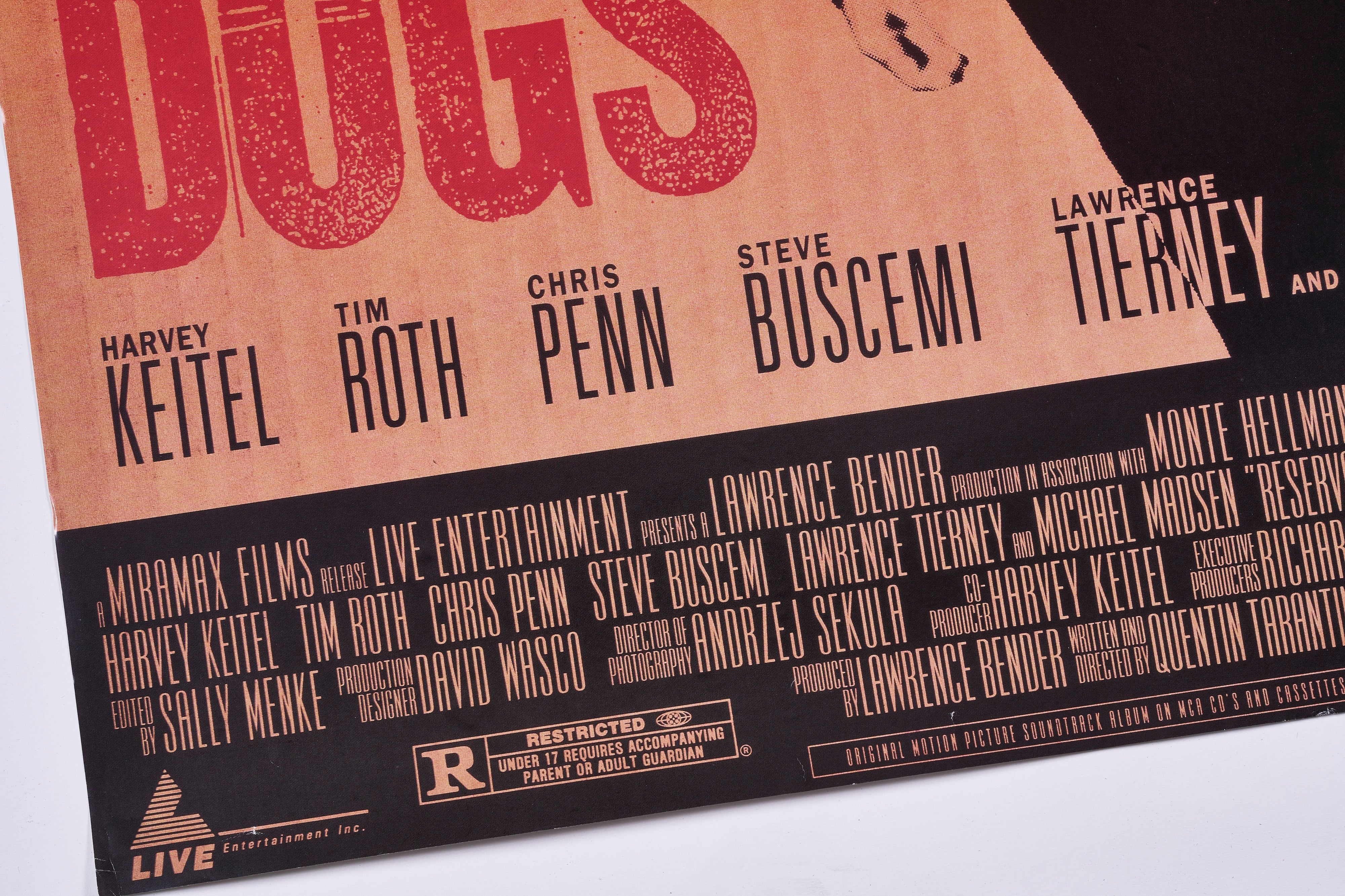 完売【限定10枚】RESERVOIR DOGS(レザボア・ドッグス)1992(Vertical)/ 映画ポスター