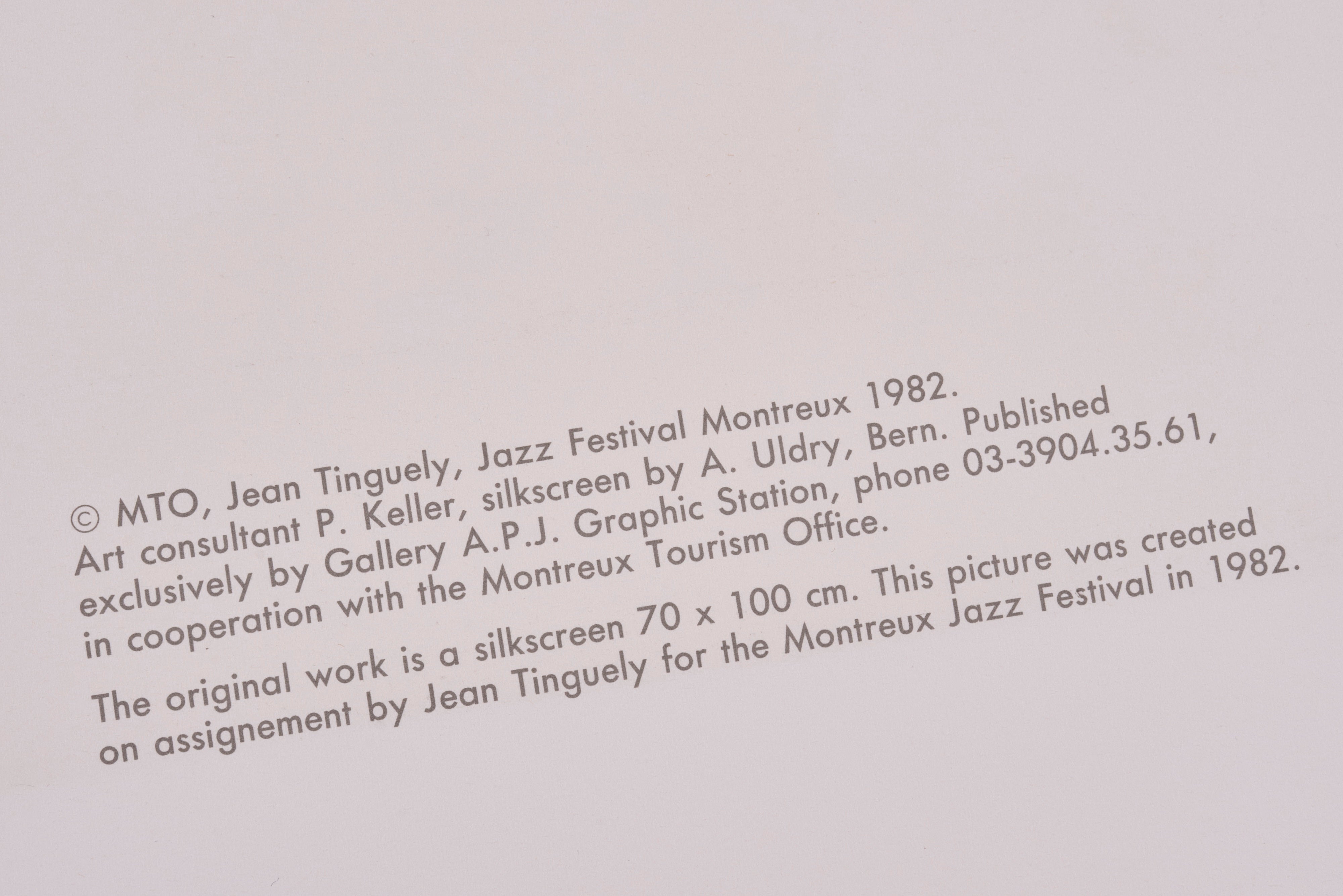 【限定30枚】MONTREUX JAZZ FESTIVAL 1982 - Albin Uldry 1990-1992 (Small) / ジャン・ティンゲリー
