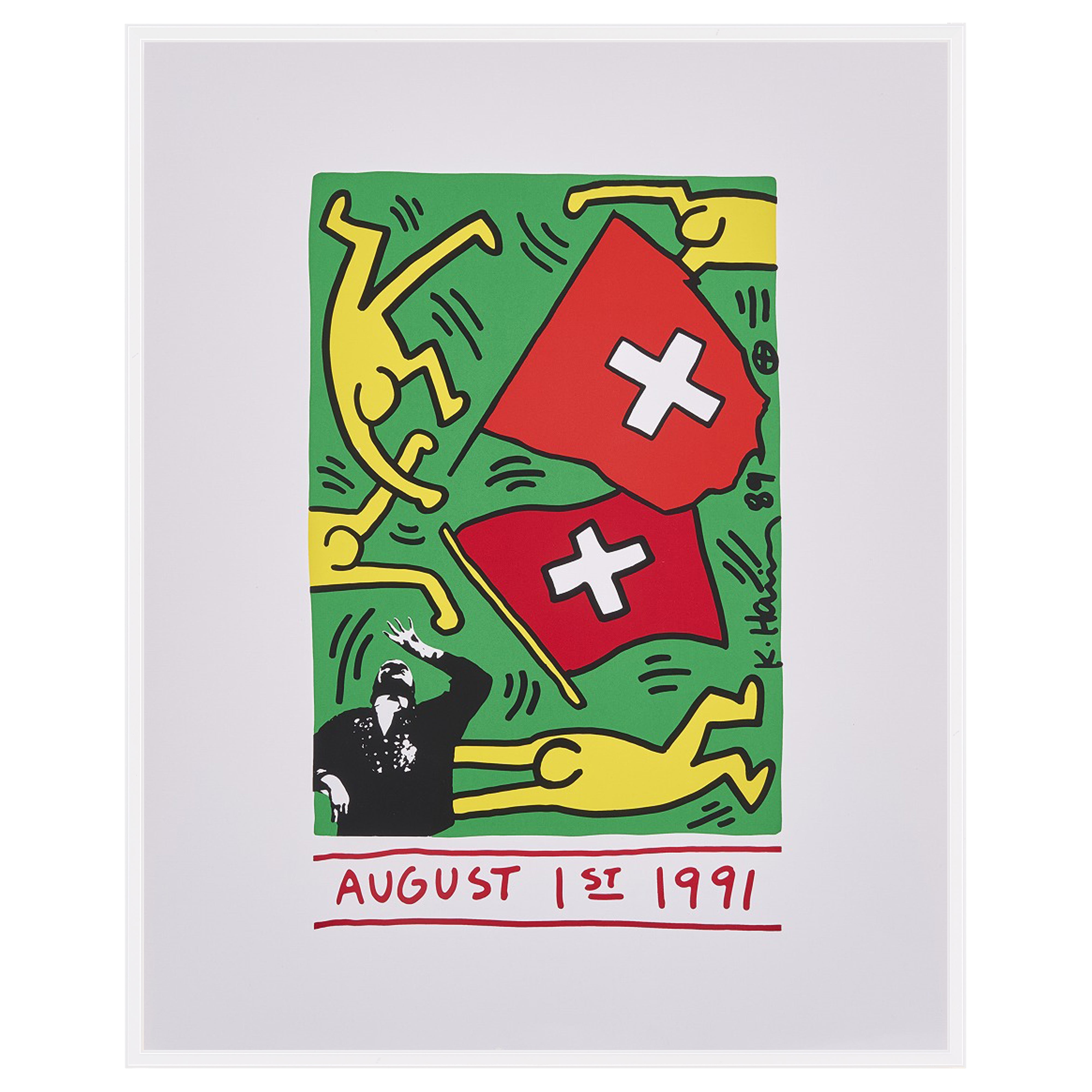 【限定10枚】AUGUST 1st 1991 (Switzerland 700 Years) 1989 - printed in 1991 / キース・へリング