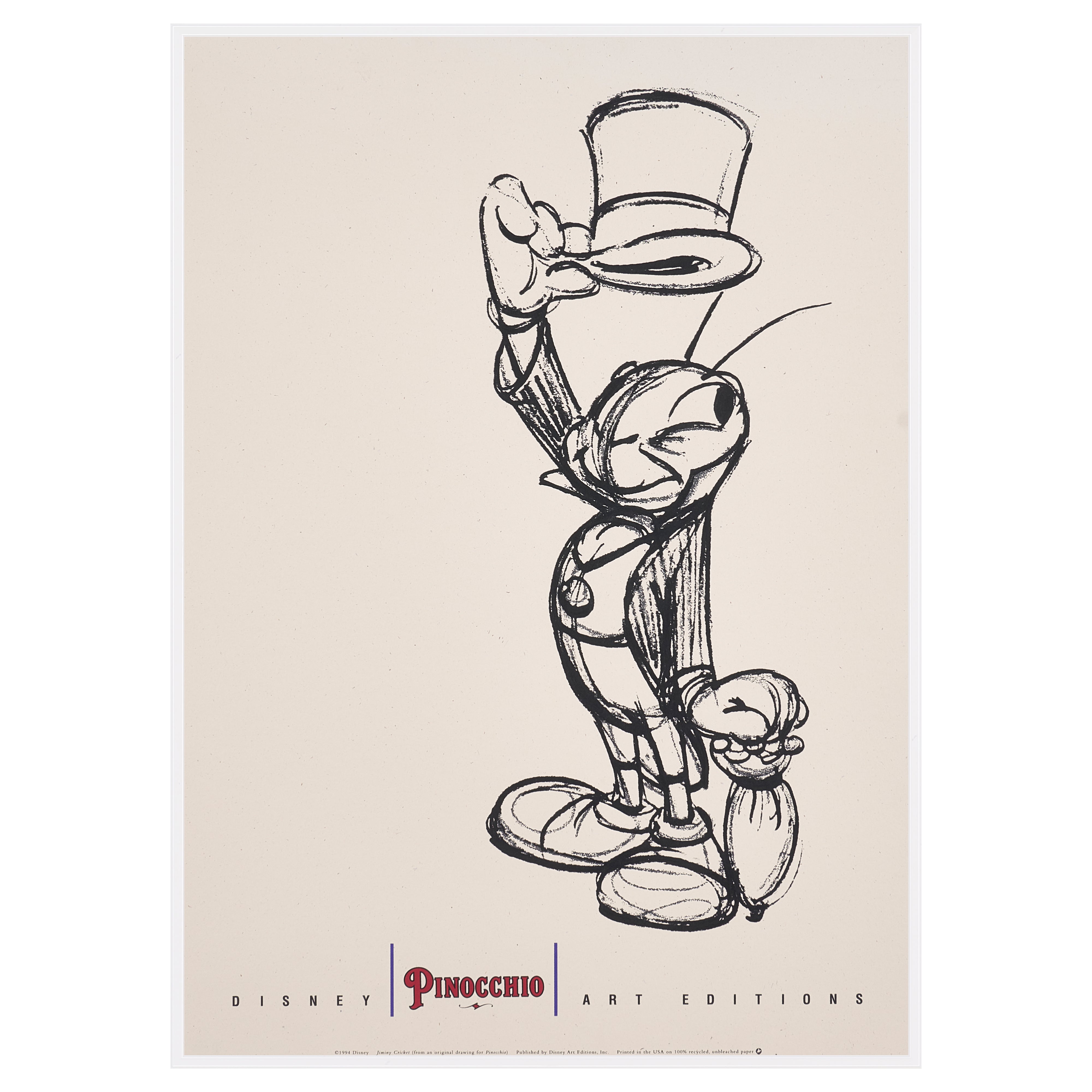 【限定10枚】PINOCCHIO "Jiminy Cricket" - Disney Art Editions 1994 / ディズニー