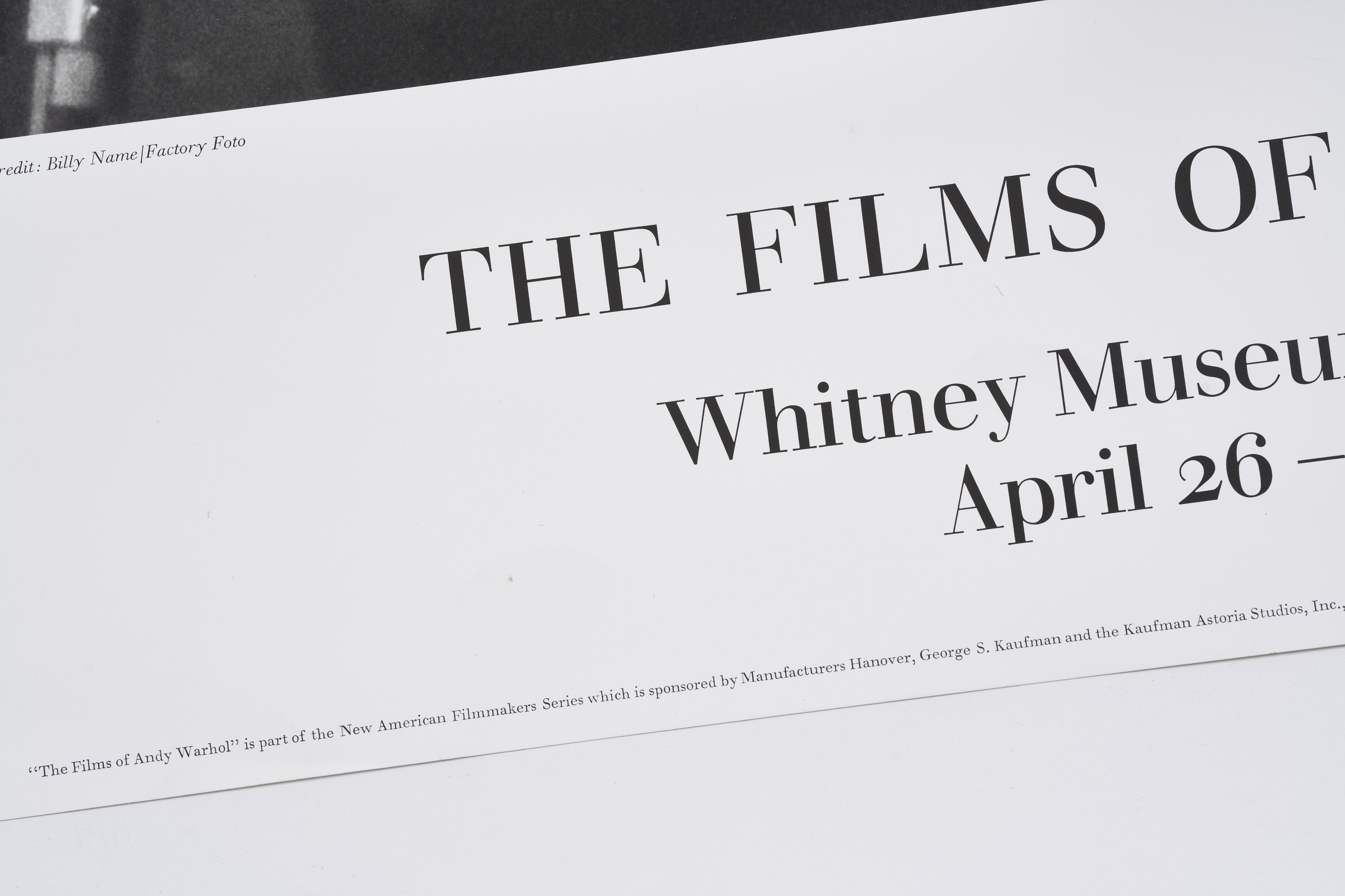 【限定10枚】THE FILMS OF ANDY WARHOL - Whitney Museum of American Art 1988 / ビリー・ネイム