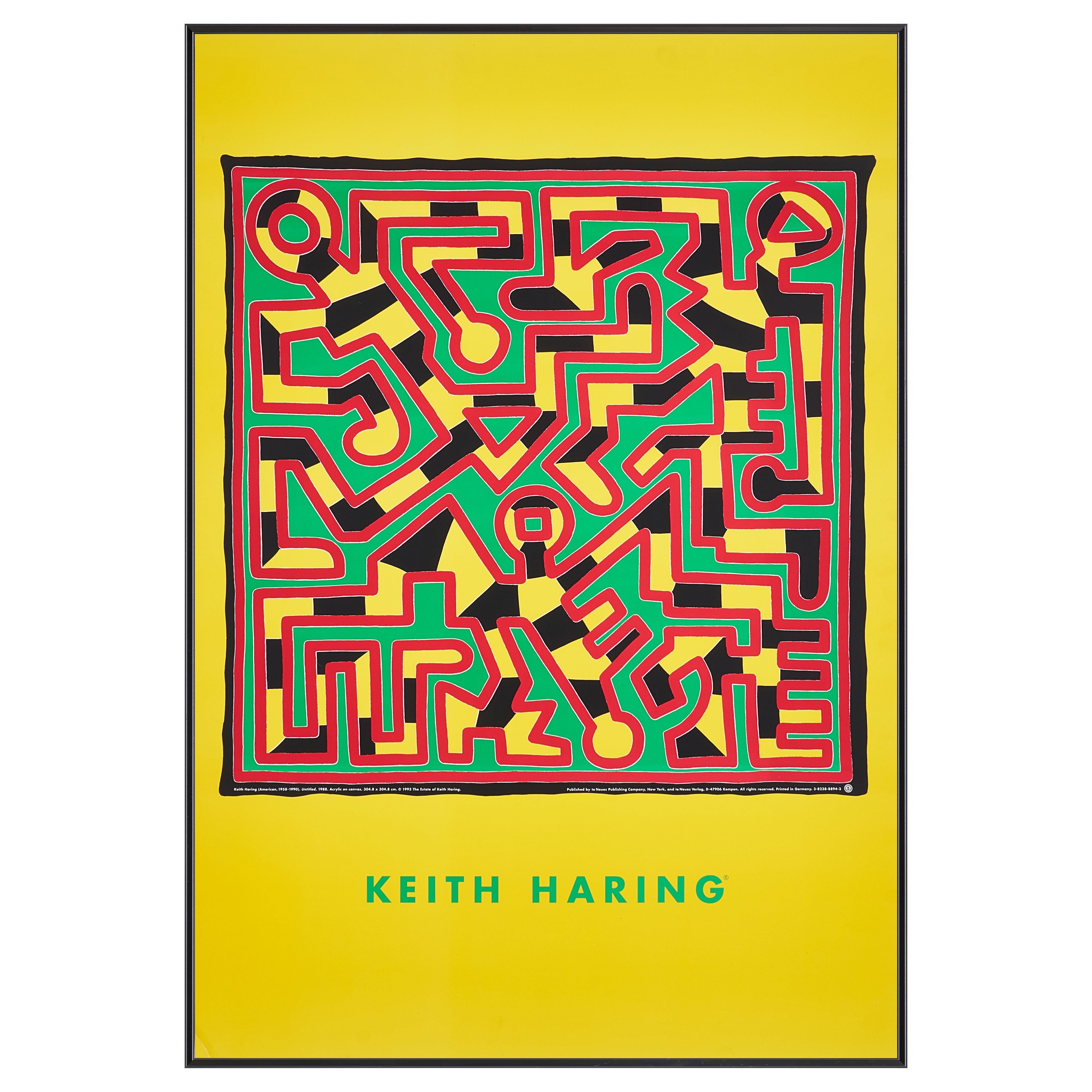 額縁付き] キース・ヘリング「Untitled (be mine), 1987」アート
