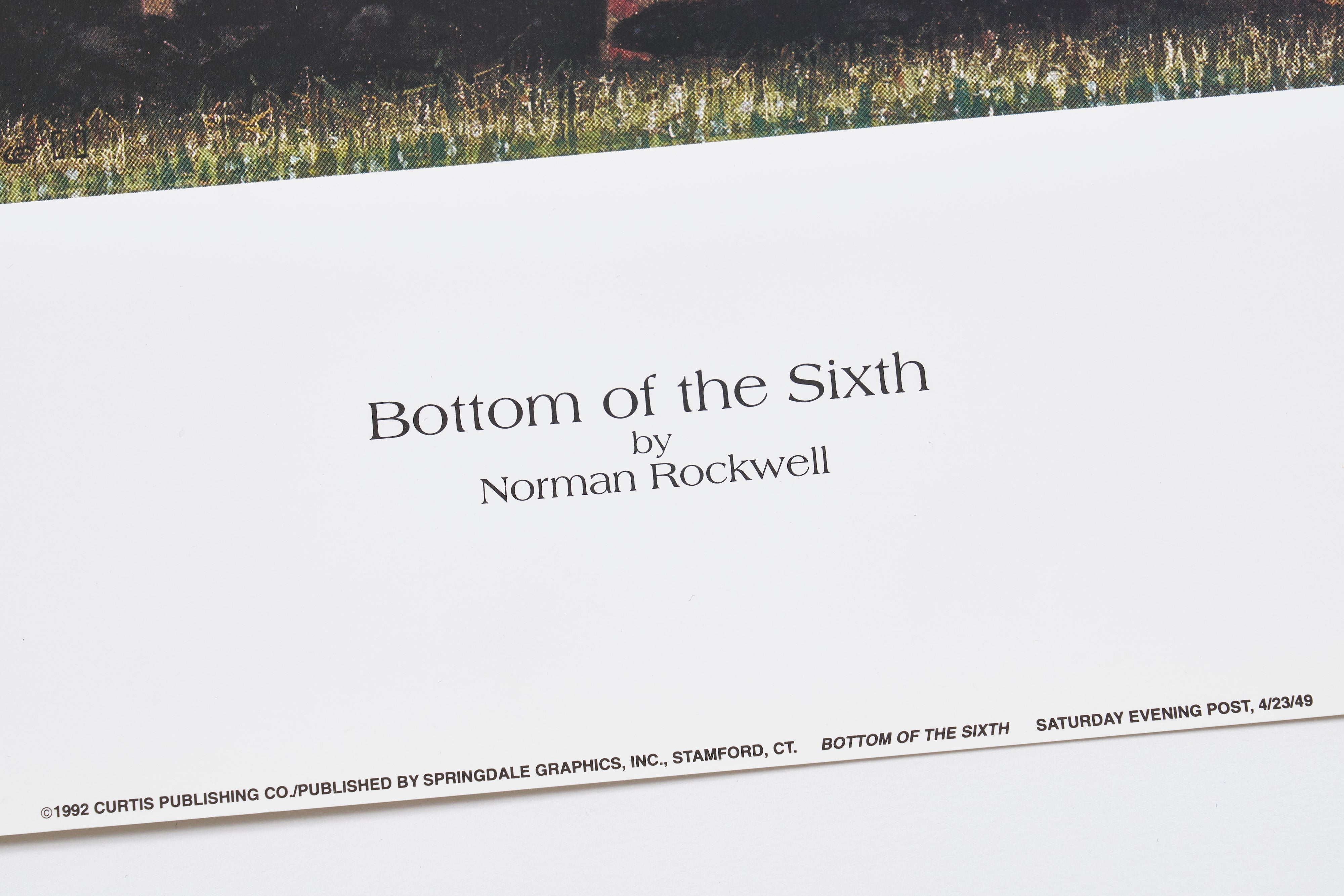 【限定10枚】Bottom of the Sixth 1949 - CURTIS PUBLISHING 1992 (Big) / ノーマン・ロックウェル