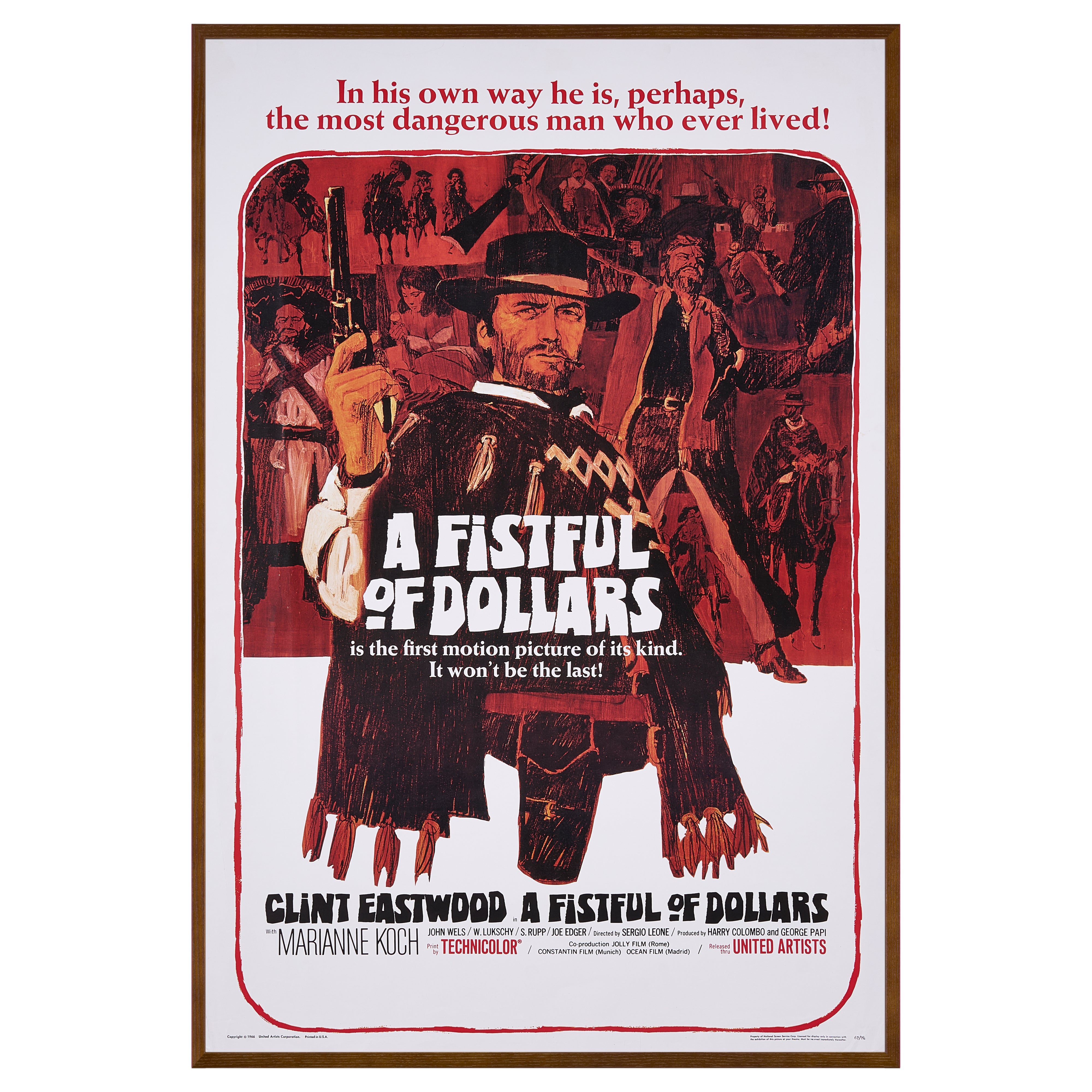【限定5枚】A FISTFUL OF DOLLARS（荒野の用心棒） 1964 - Printed in 1990s / 映画ポスター